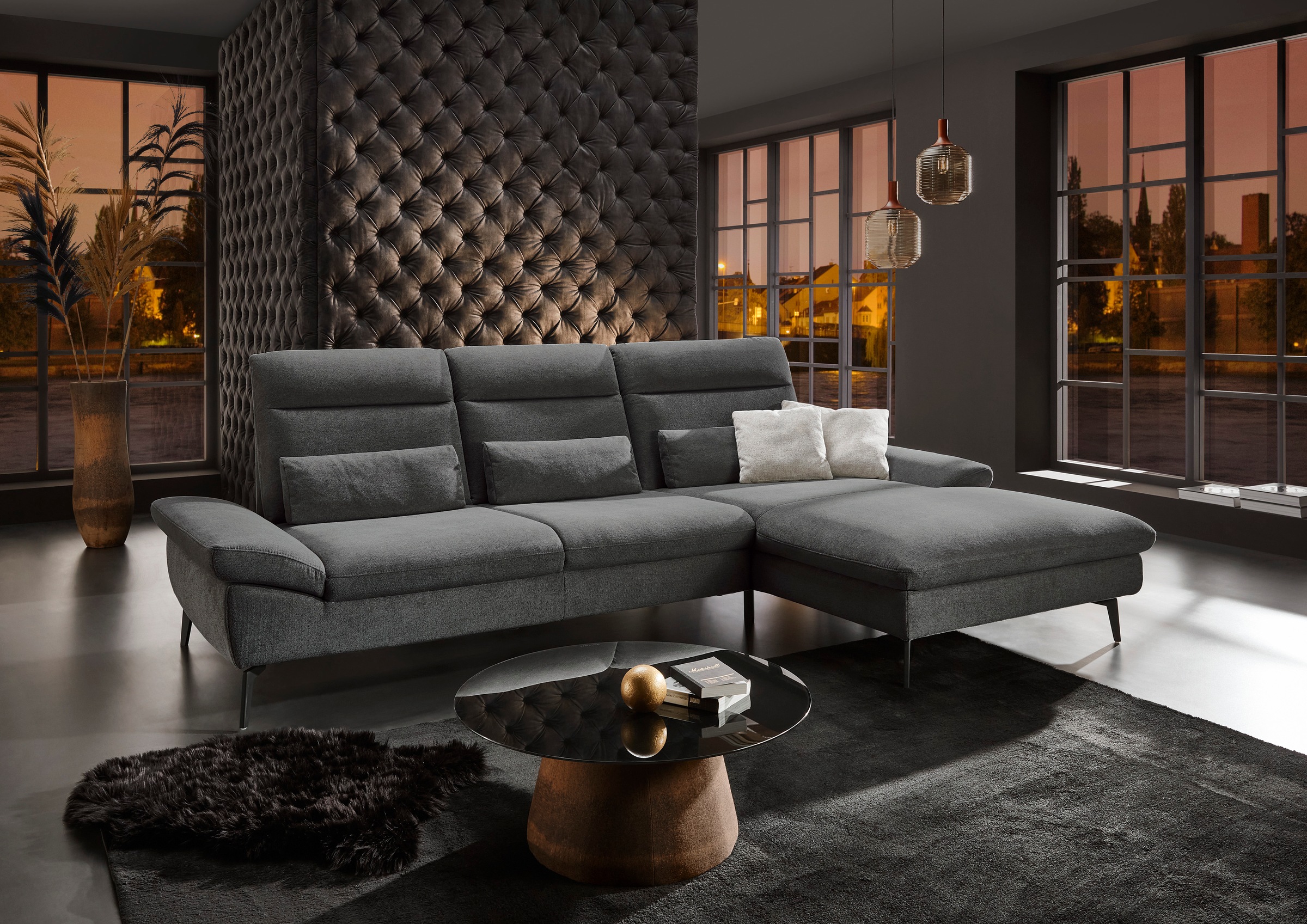 HUKLA Ecksofa »HU-HP22156 L-Form«, inkl. Kopfpolsterverstellung, optional m günstig online kaufen