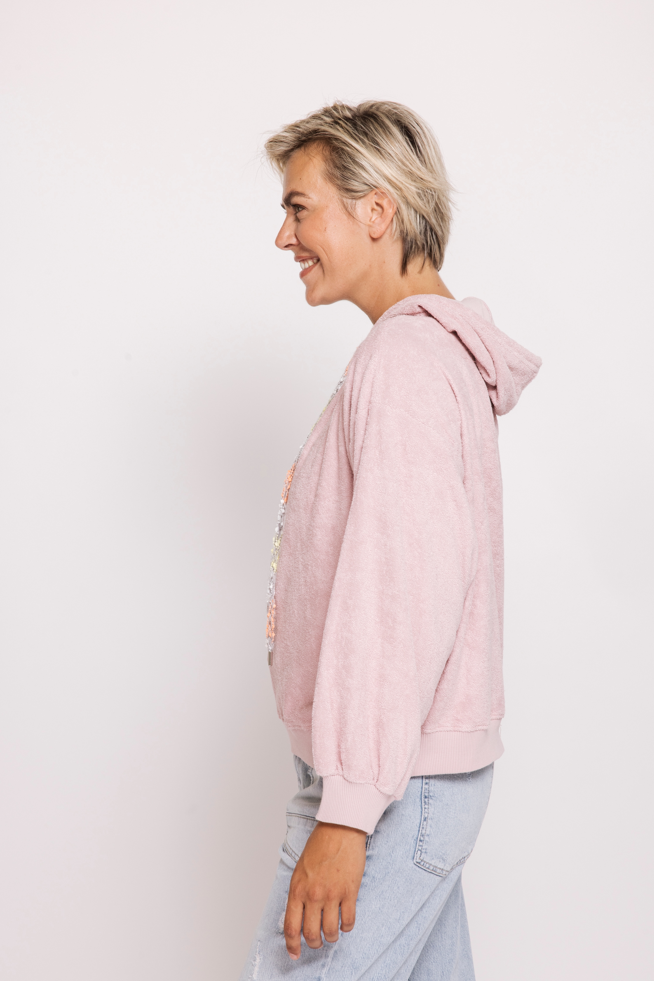 Zhrill Kapuzensweatshirt »ZHXENIA Nicki Kap-Sweat«, in Nicki-Qualität mit Strick-Kordeln
