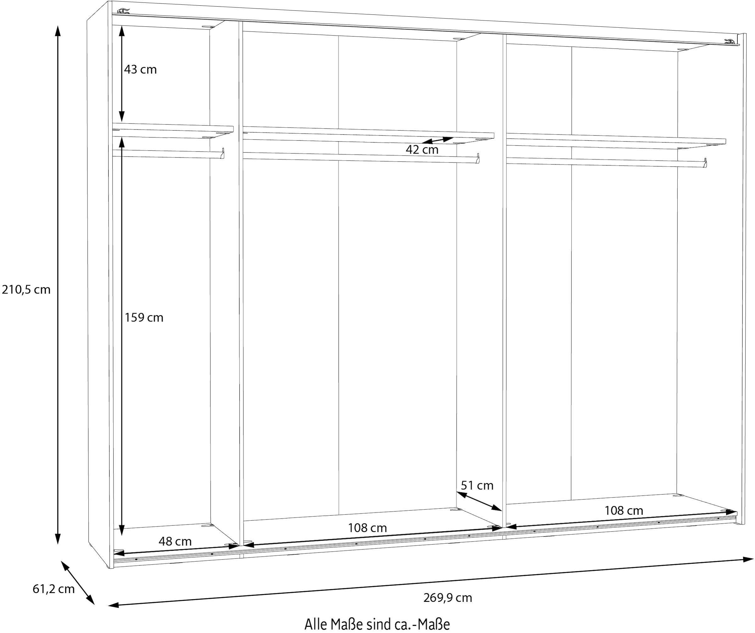 FORTE Schwebetürenschrank »MAYACUS«, Schwebetürenschrank, Stauraum, Kleiderstangen, Metallgriffleiste