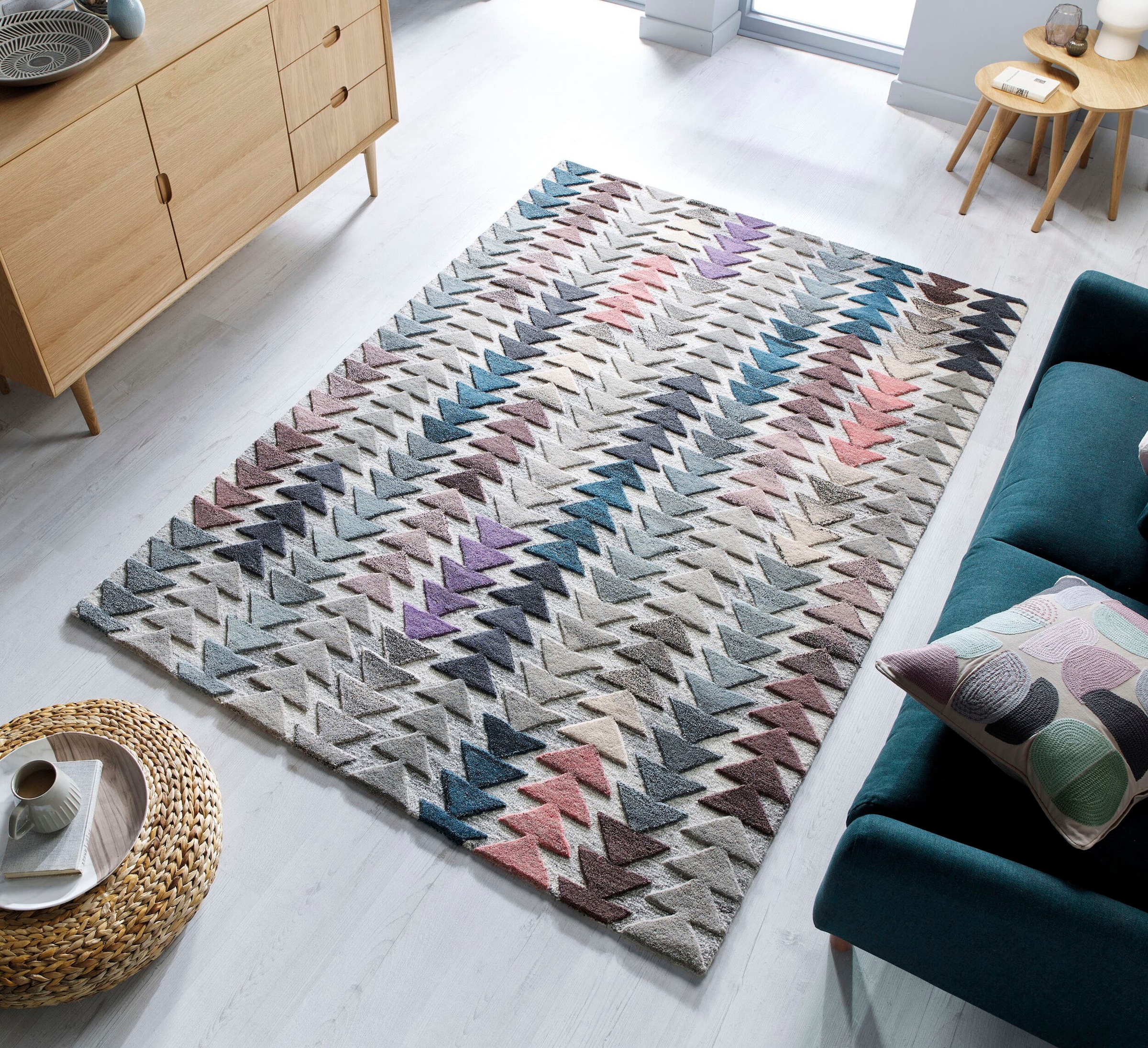 FLAIR RUGS Wollteppich »Archer«, rechteckig, 10 mm Höhe, geometrisches Desi günstig online kaufen