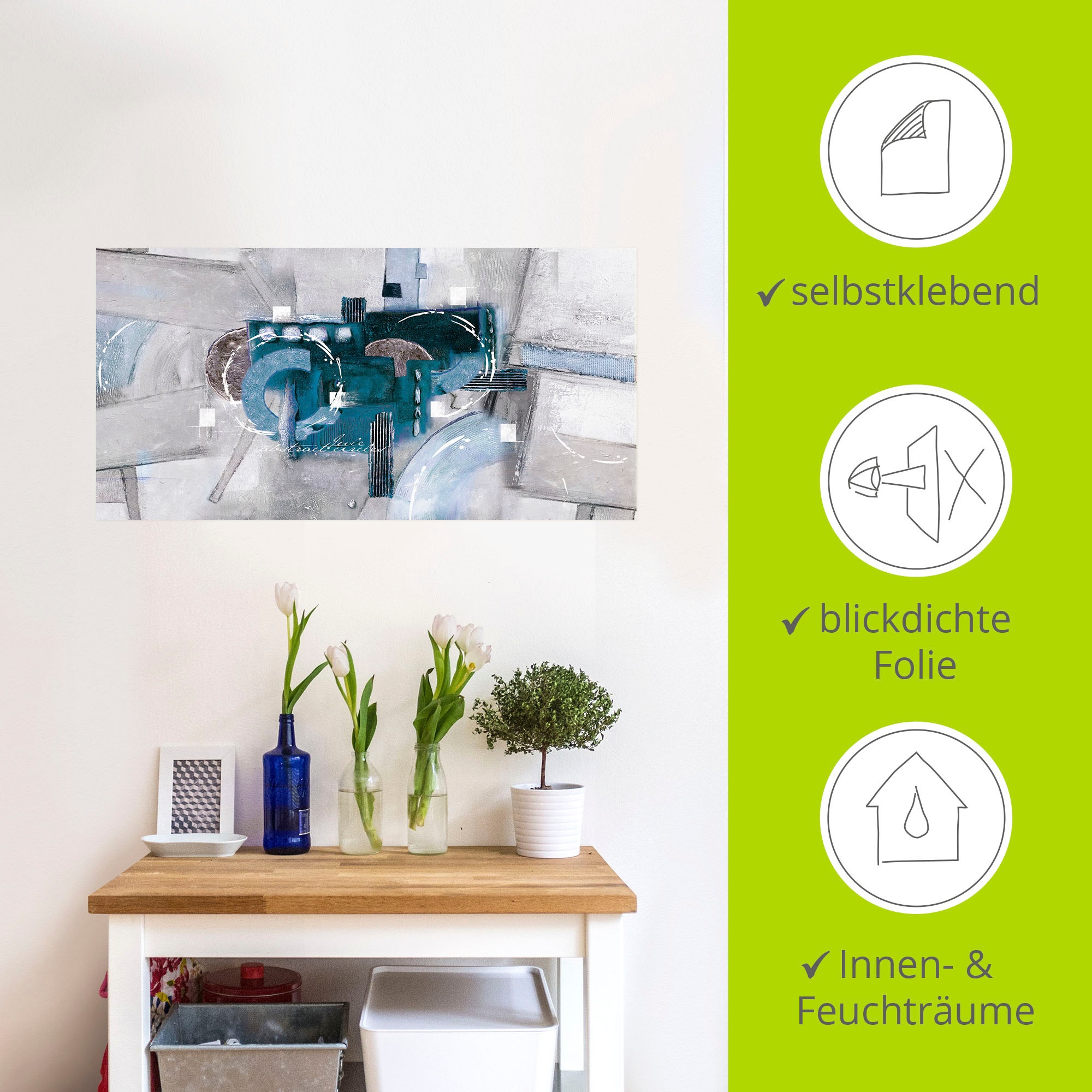 Artland Wandbild »Abstrakte blaue Kreise«, Gegenstandslos, (1 St.), als Alubild, Outdoorbild, Leinwandbild, Poster, Wandaufkleber