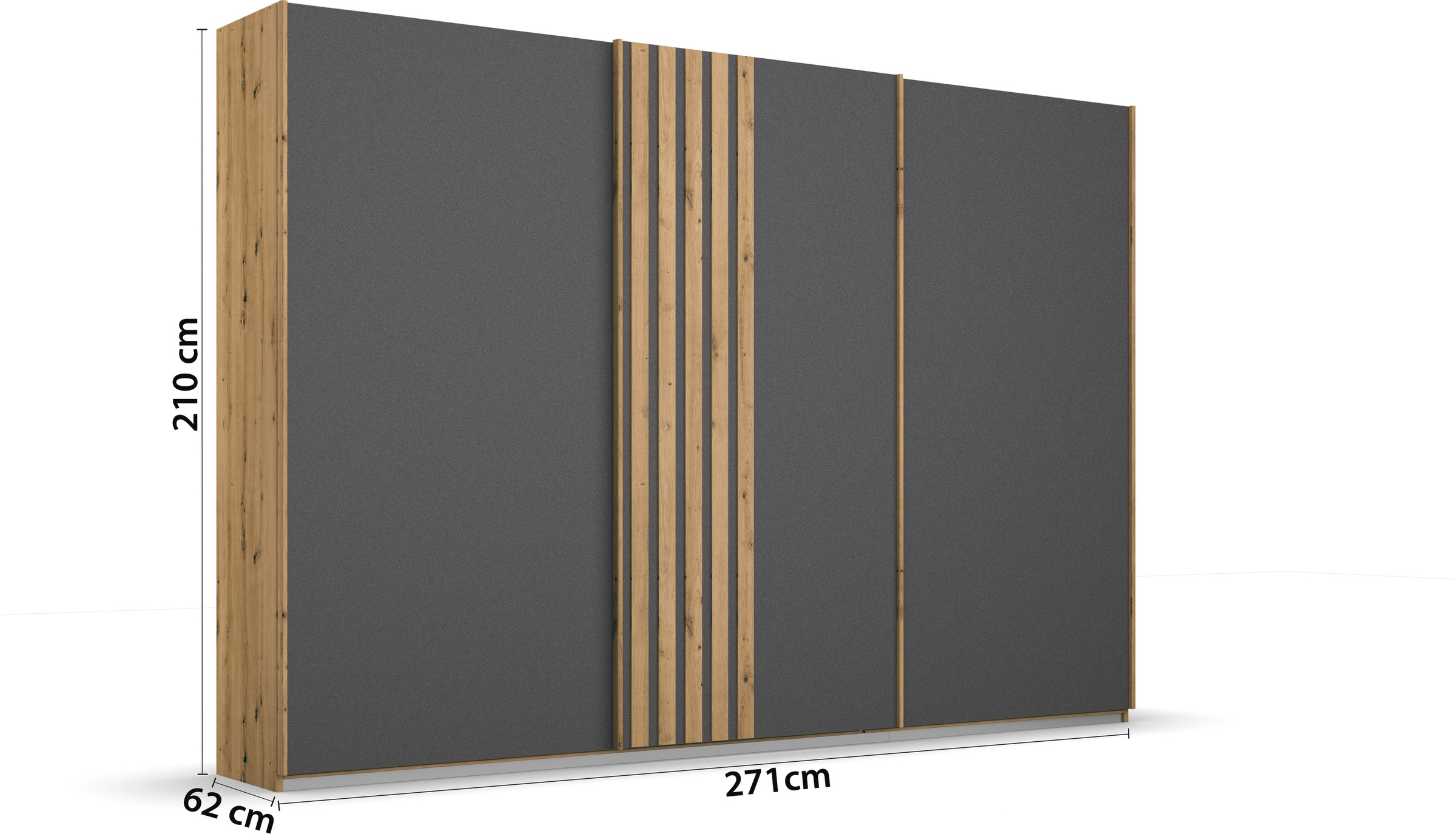 rauch Schwebetürenschrank »Kleiderschrank Schrank Garderobe MOSBACH«, moderne Lamellen-Auflage in 3D Akustikpaneel Optik MADE IN GERMANY