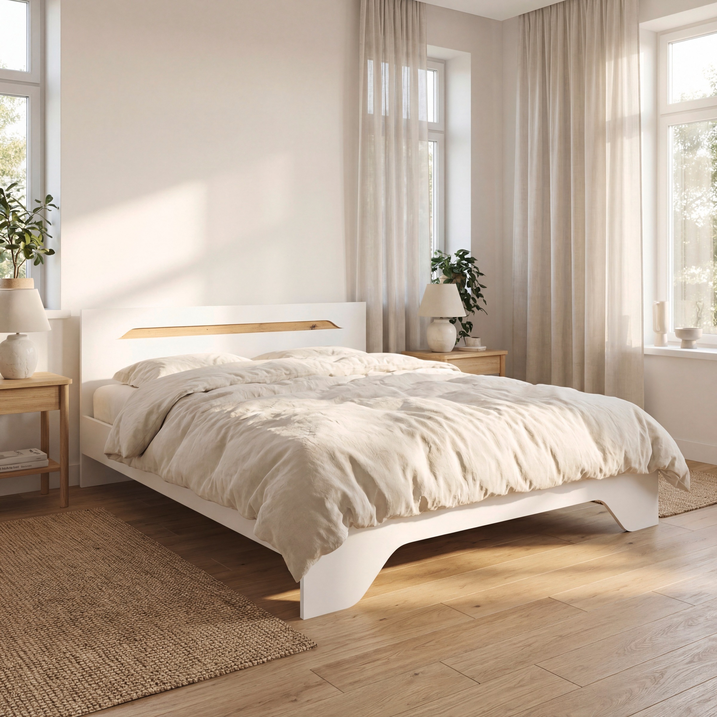 OTTO home Bett »Doppelbett Holzbett Futonbett AGORDO« Liegefläche: 180x200 cm,  mit stilvoller Kopfteil-Absetzung in Eiche Artisan MADE IN GERMANY