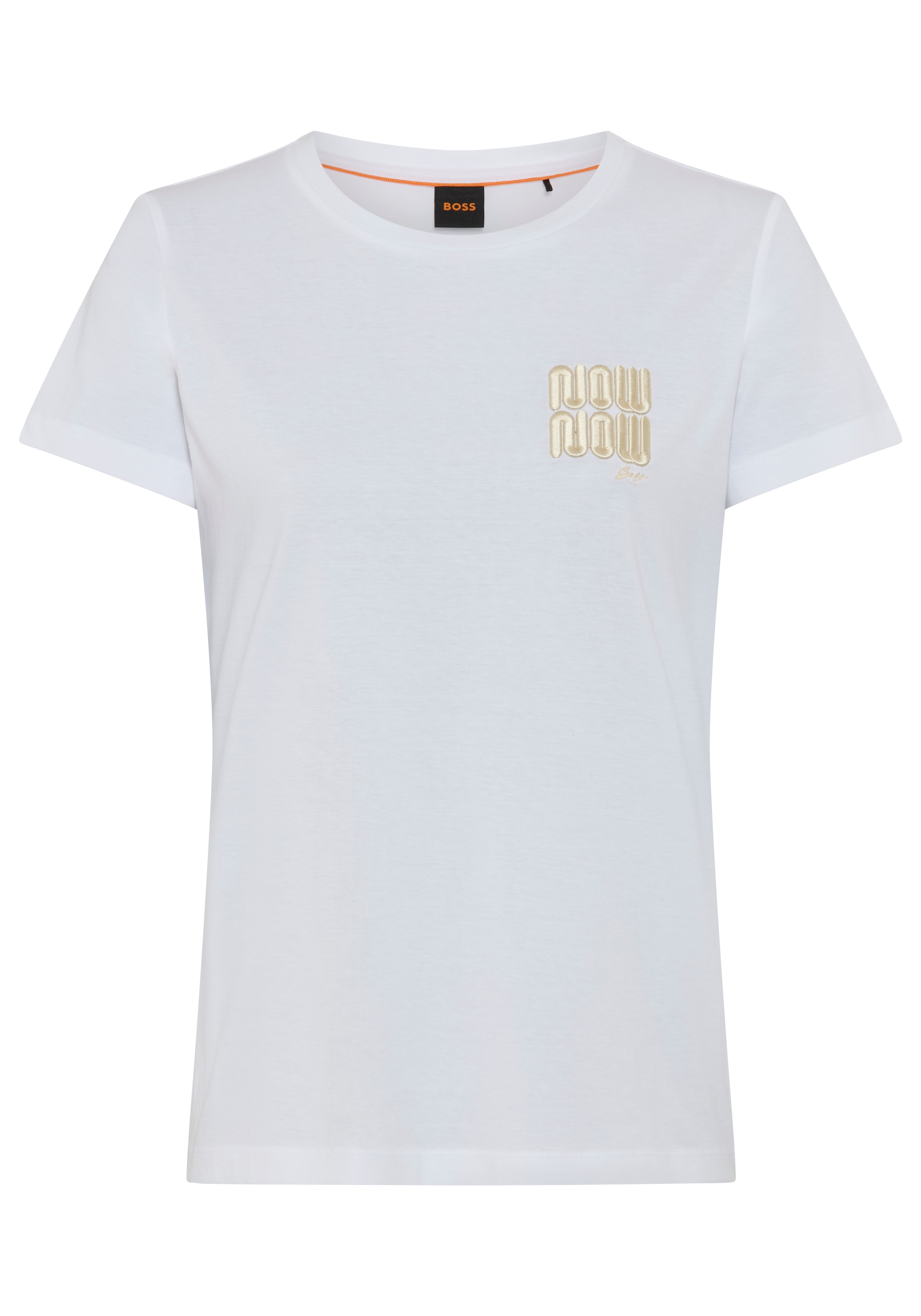 BOSS ORANGE T-Shirt »Elove Premium Damenmode« mit Stickerei, Slim Fit