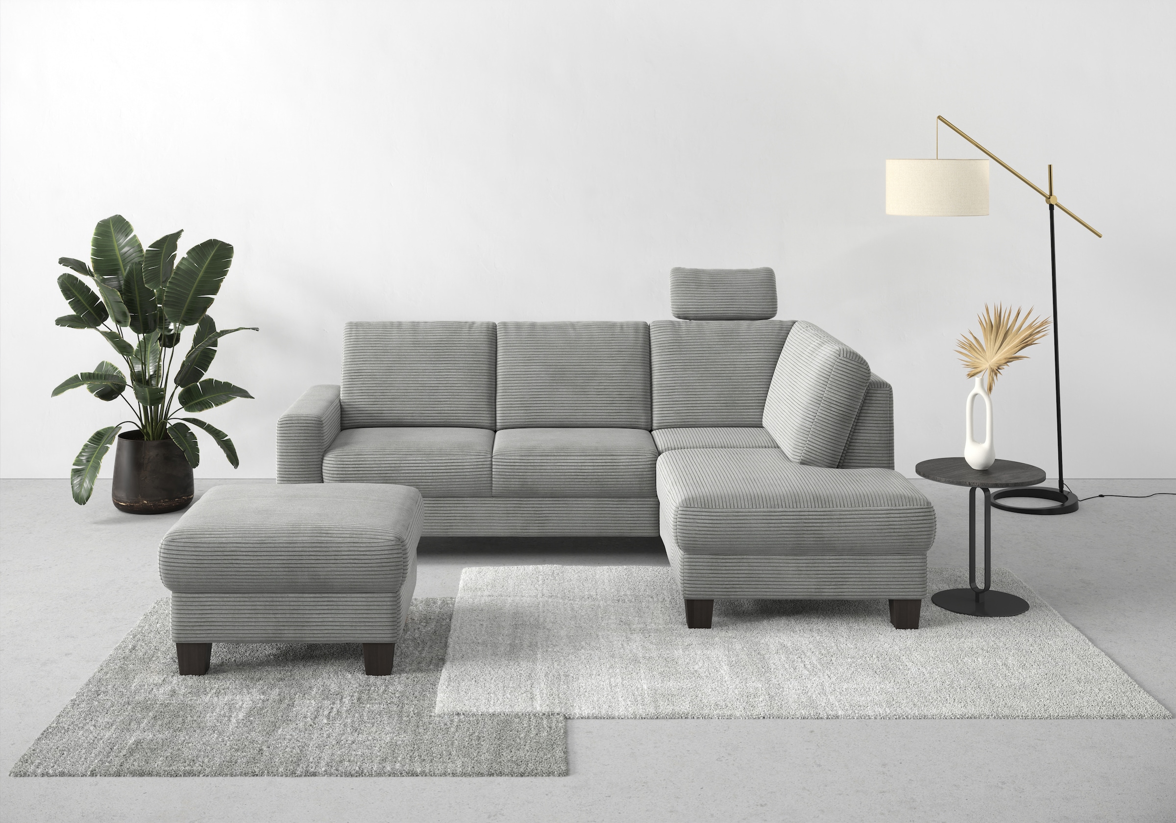 Home affaire Ecksofa »Summer L-Form«, mit Ottomane, mit oder ohne Bettfunktion und Bettkasten, Cord-Bezug