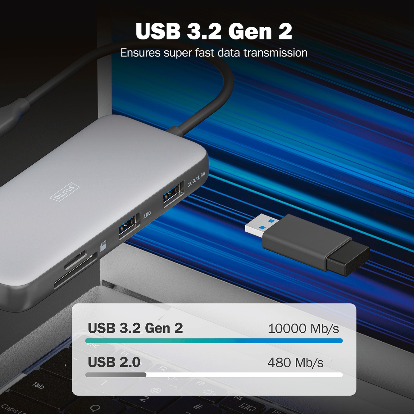 Digitus Laptop-Dockingstation »USB-C Docking Station, 7-Port, HDMI, USB, RJ45, SD«