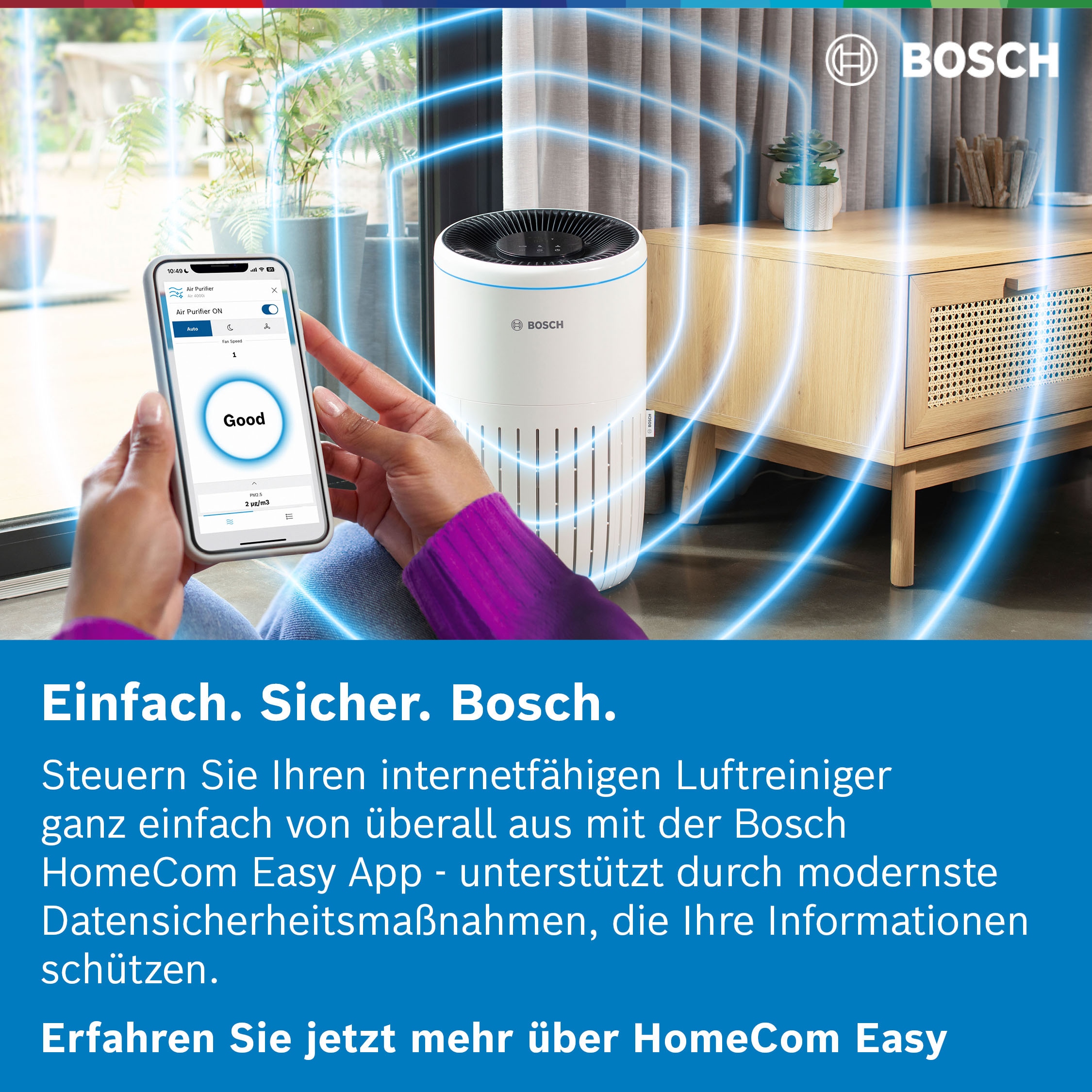 BOSCH Luftreiniger »Air 6000i, leistungsstark und mit App-Steuerung« für 125 qm Räume mit 4-in-1 Luftfilter und Temperatur- und Luftfeuchtigkeits-Sensor