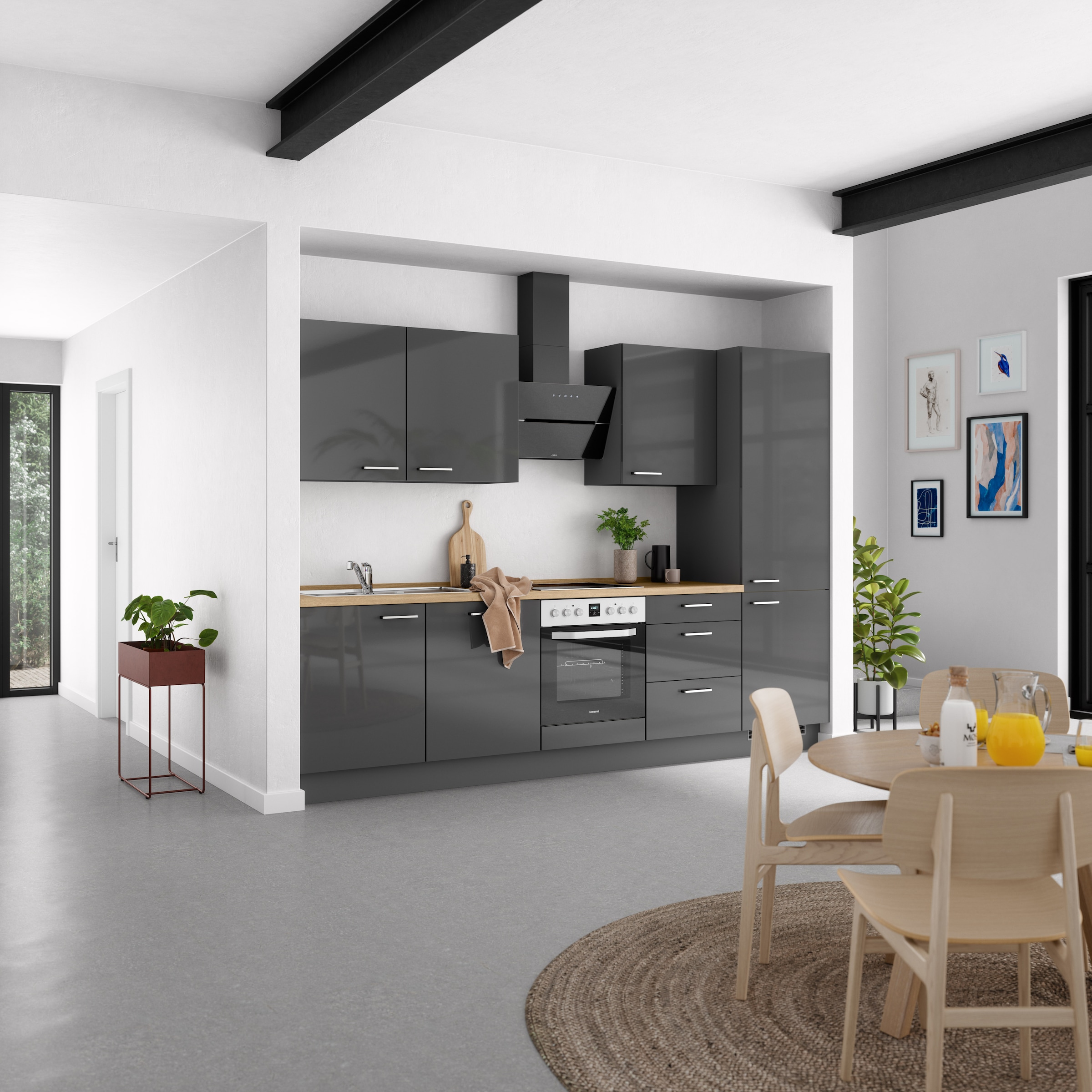 nobilia® Küchenzeile »"Flash II"«, vormontiert, Ausrichtung wählbar, Breite 300 cm, wahlw. mit E-Geräten