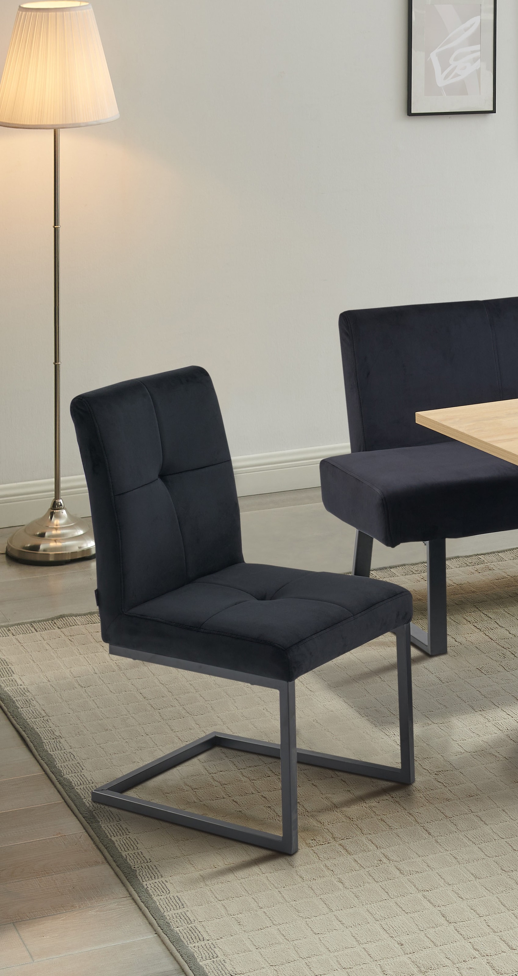 Home affaire Esszimmerstuhl »Geranie Freischwinger, Schwingstuhl« (Set) 2 Stk.mit 3D-Steppung, robustes Gestell, hochwertiger Stoff