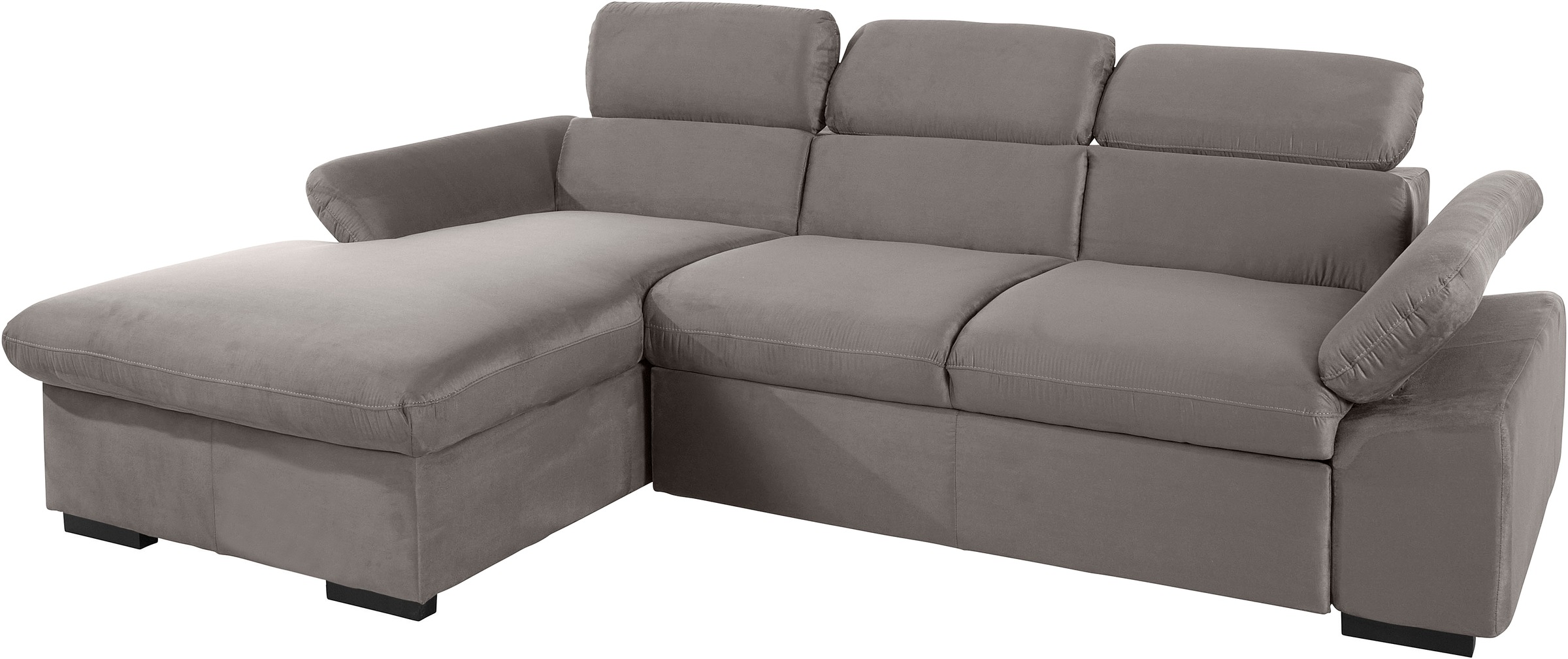 COTTA Ecksofa »Lola L-Form mit Kopfteilfunktion & Hocker«, (Set, mit Hocker), wahlweise mit Bettfunktion, Bettkasten & Armteilverstellung