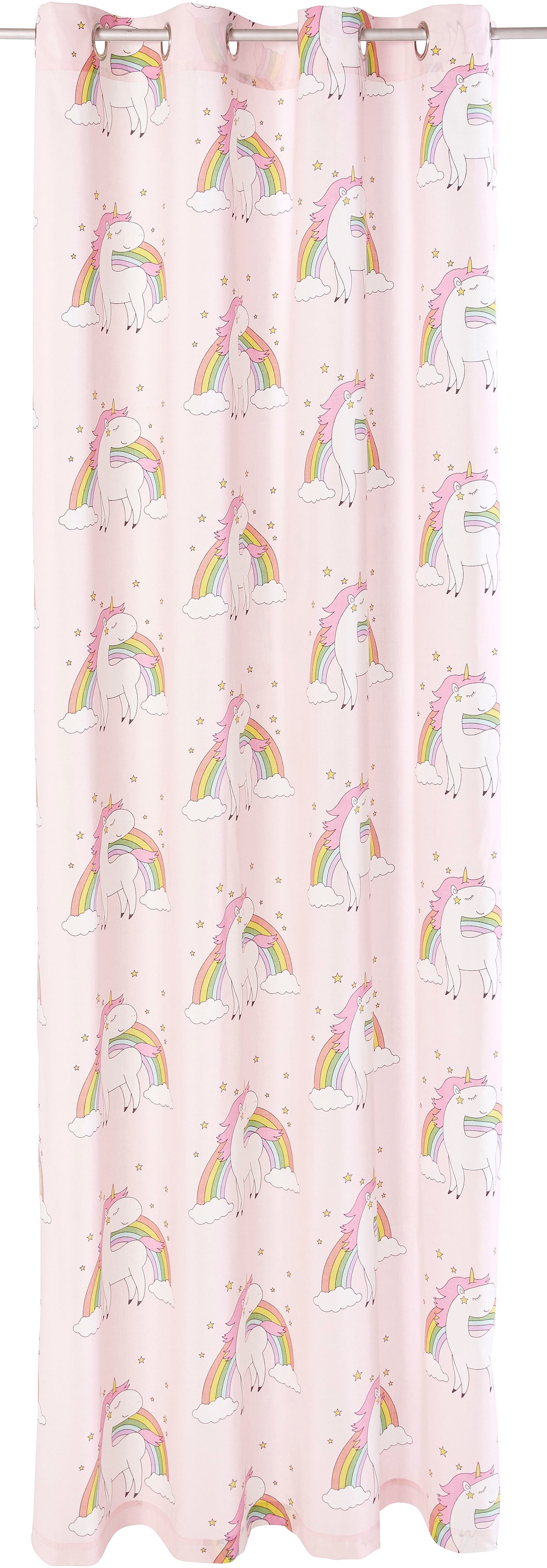 Lüttenhütt Gardine »EINHORN«, (1 St.), Kindergardine, Einhorn, Regenbogen, einseitig bedruckt