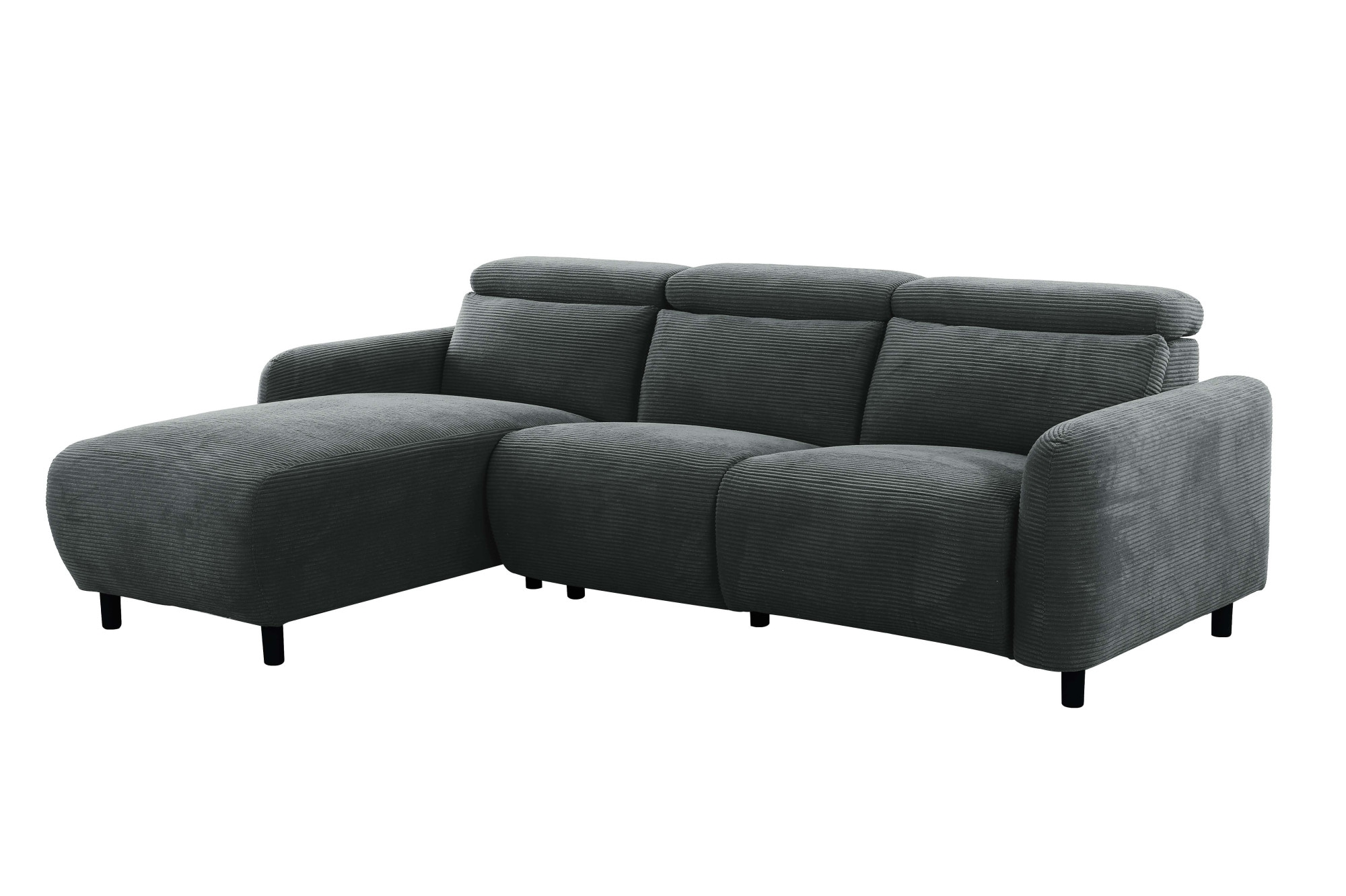 Home affaire Ecksofa »SKAANE in Cord, L-Form, 274 cm, manuelle u. elektrische Funktion,«, rundes Design, Kopfteilverstellung, Federkernpolsterung