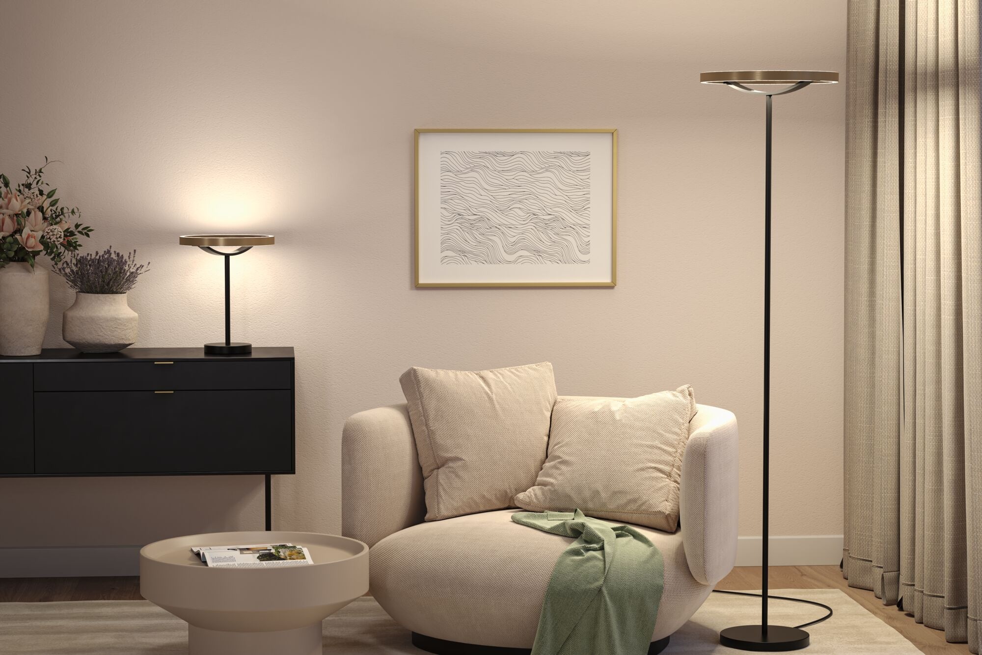 Paulmann LED Stehlampe »Melira LED 17,5W Gold /Schwarz 230V Metall« LED-Modul 1 Stk. 3-Step-Dim
