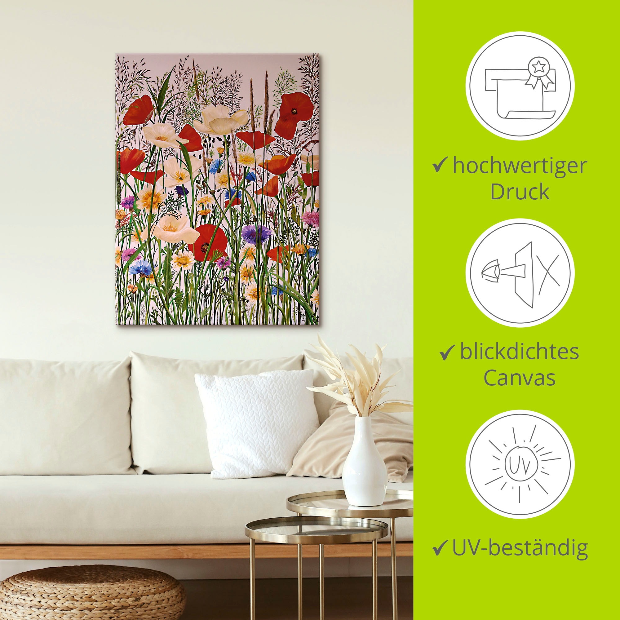 Artland Wandbild »Blumenwiese«, Baumbilder, (1 St.), als Leinwandbild, Wandaufkleber in verschied. Größen