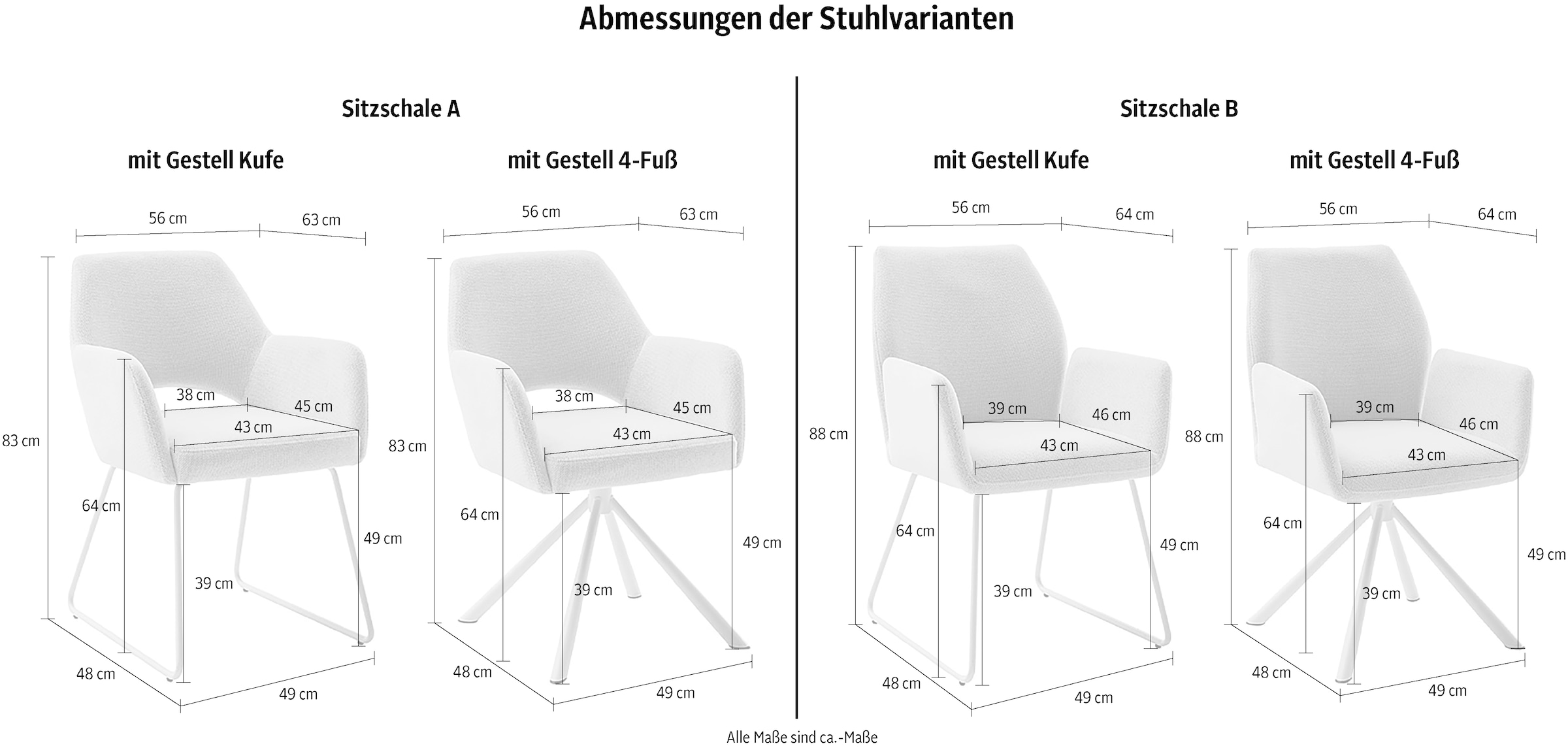 MCA furniture 4-Fußstuhl »BEVERLY«, (Set), 2 St., Chenilleoptik, Esszimmerstuhl,Chenilleoptik,360°drehbar,Sitzhöhe 49cm,belastbar 120kg