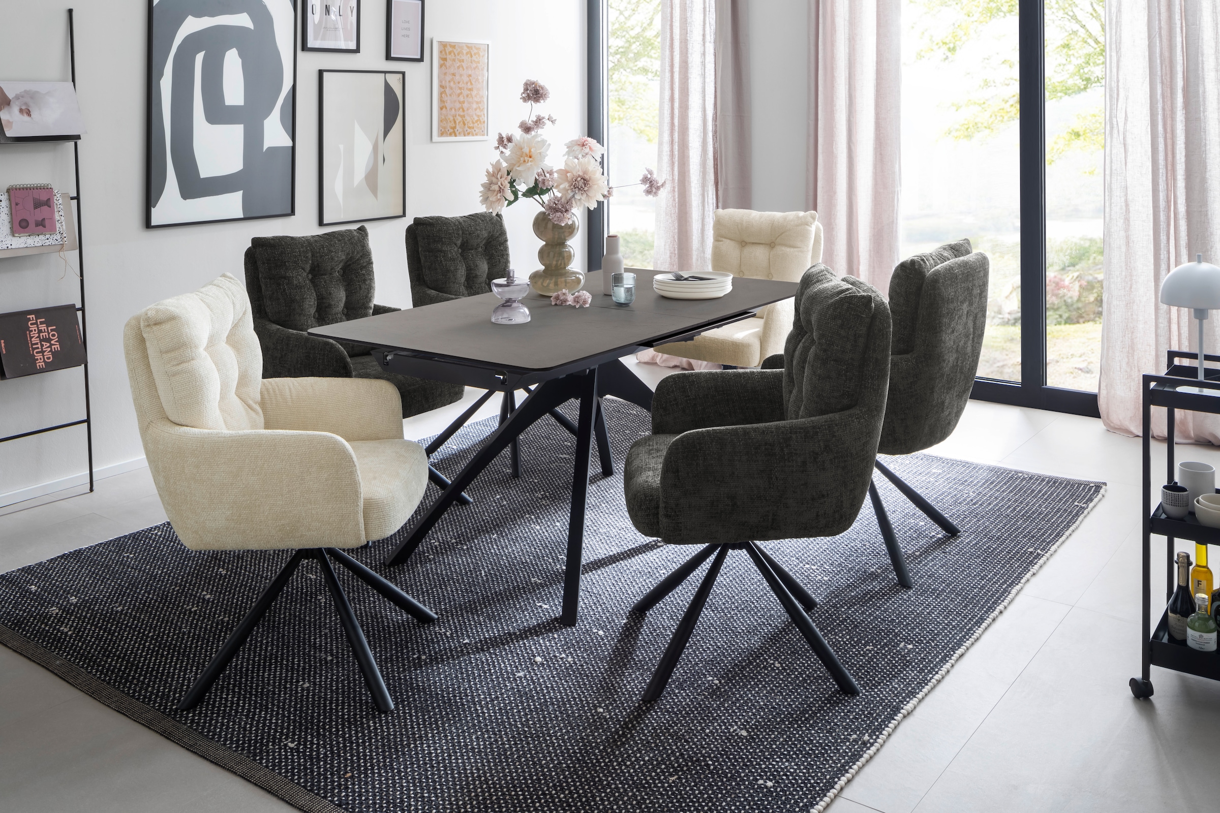 MCA furniture Esstisch »CERRITO Auszugtisch 160-220 cm - marmoriert«, (1 St.), Keramik,Metall,Synchronauszug,ausziehbar,8-10 Personen