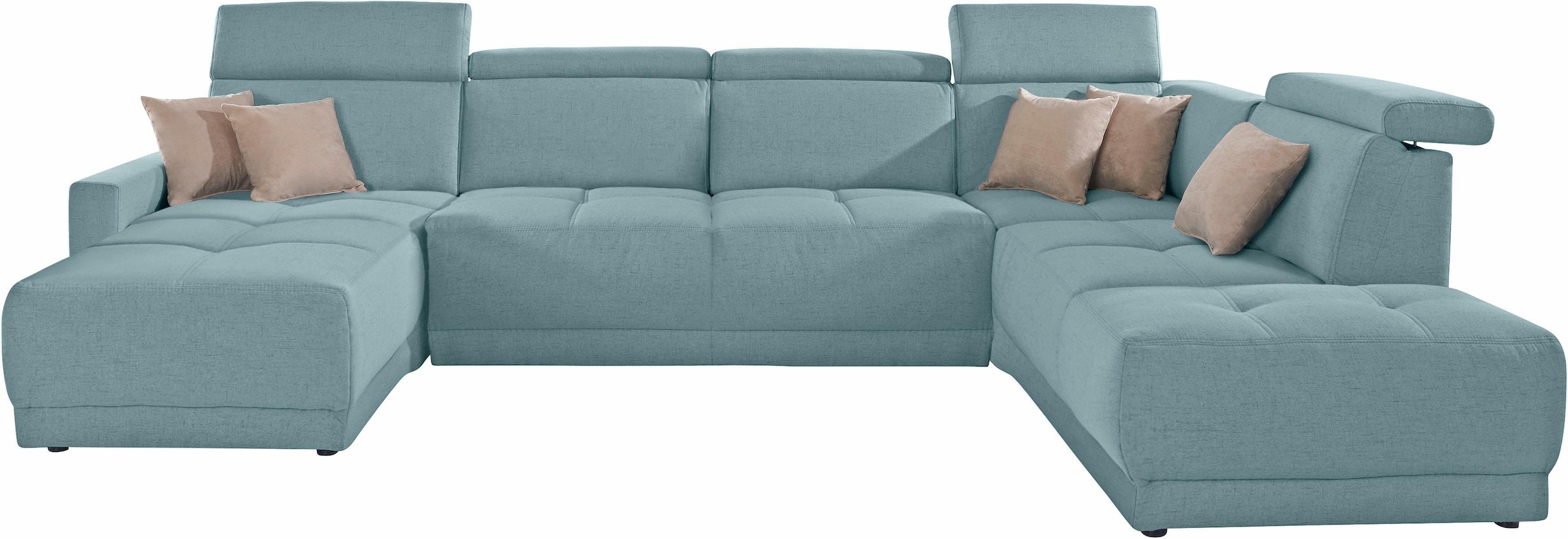 DOMO collection Wohnlandschaft »Ava moderne Sitzheftung mit toller Doppelnaht, komfortabel, U-Form«, mit Federkern, wahlweise mit Kopfteilverstellungen