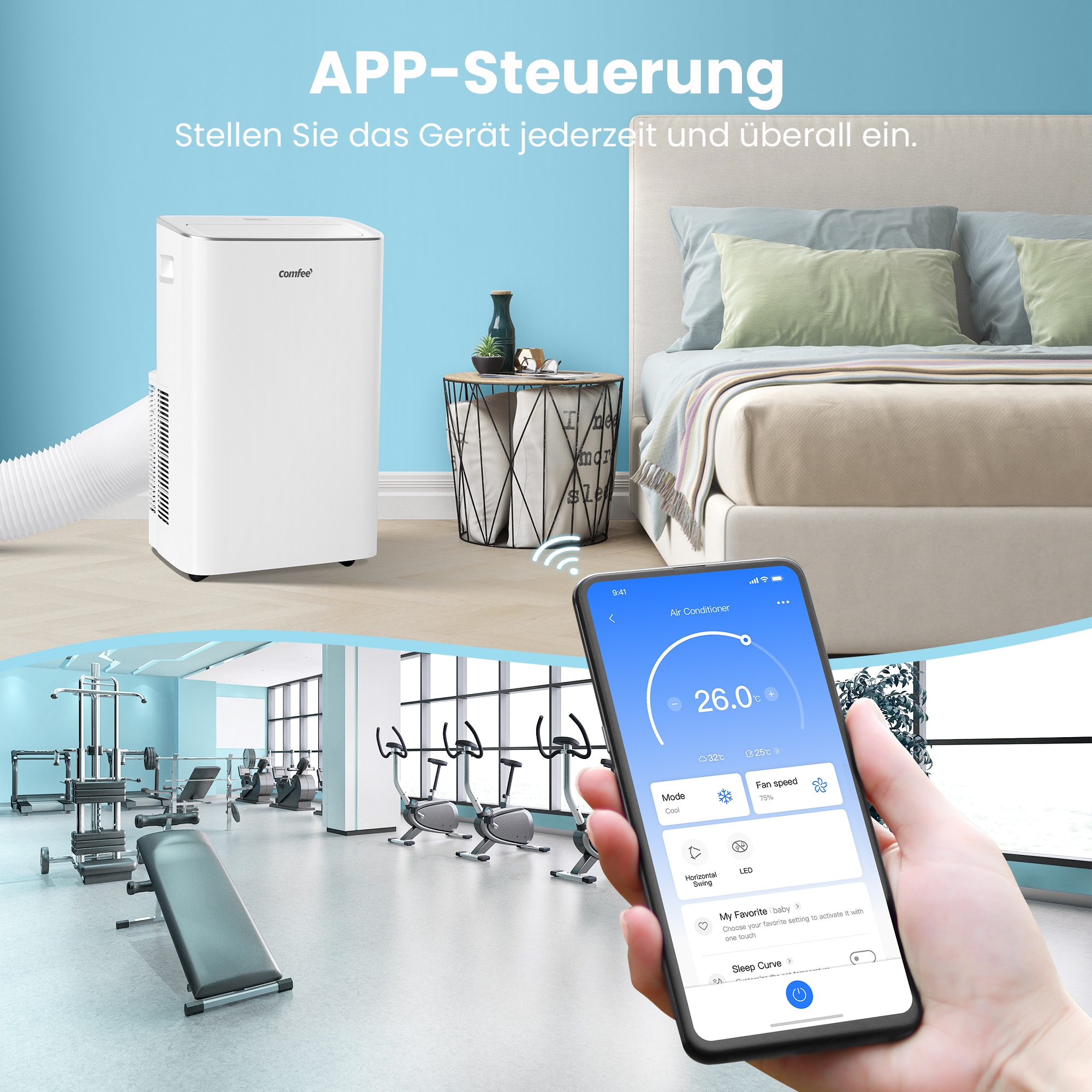 comfee 4-in-1-Klimagerät »CPPXE-12HRN7; Kühlen, Heizen und Entfeuchten und Ventilieren« für Räume bis zu 43m², APP-Fähig