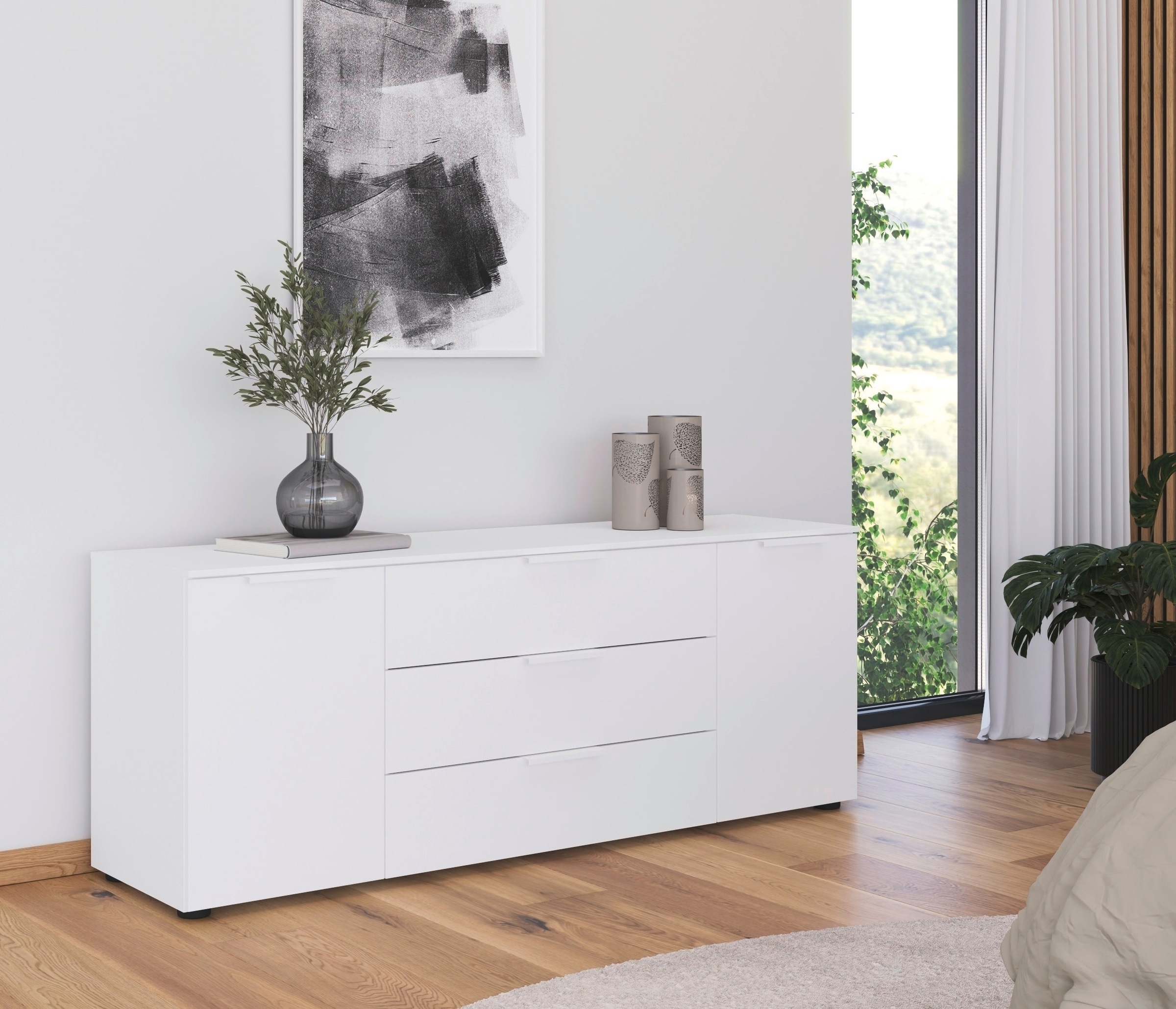 rauch Schubkastenkommode »Kommode Türkommode Sideboard Kombikommode FLIPP«, (Breite 160 cm mit 2 Einlegeböden), 2-türig mit 3 Schubladen und Soft-Close-Funktion