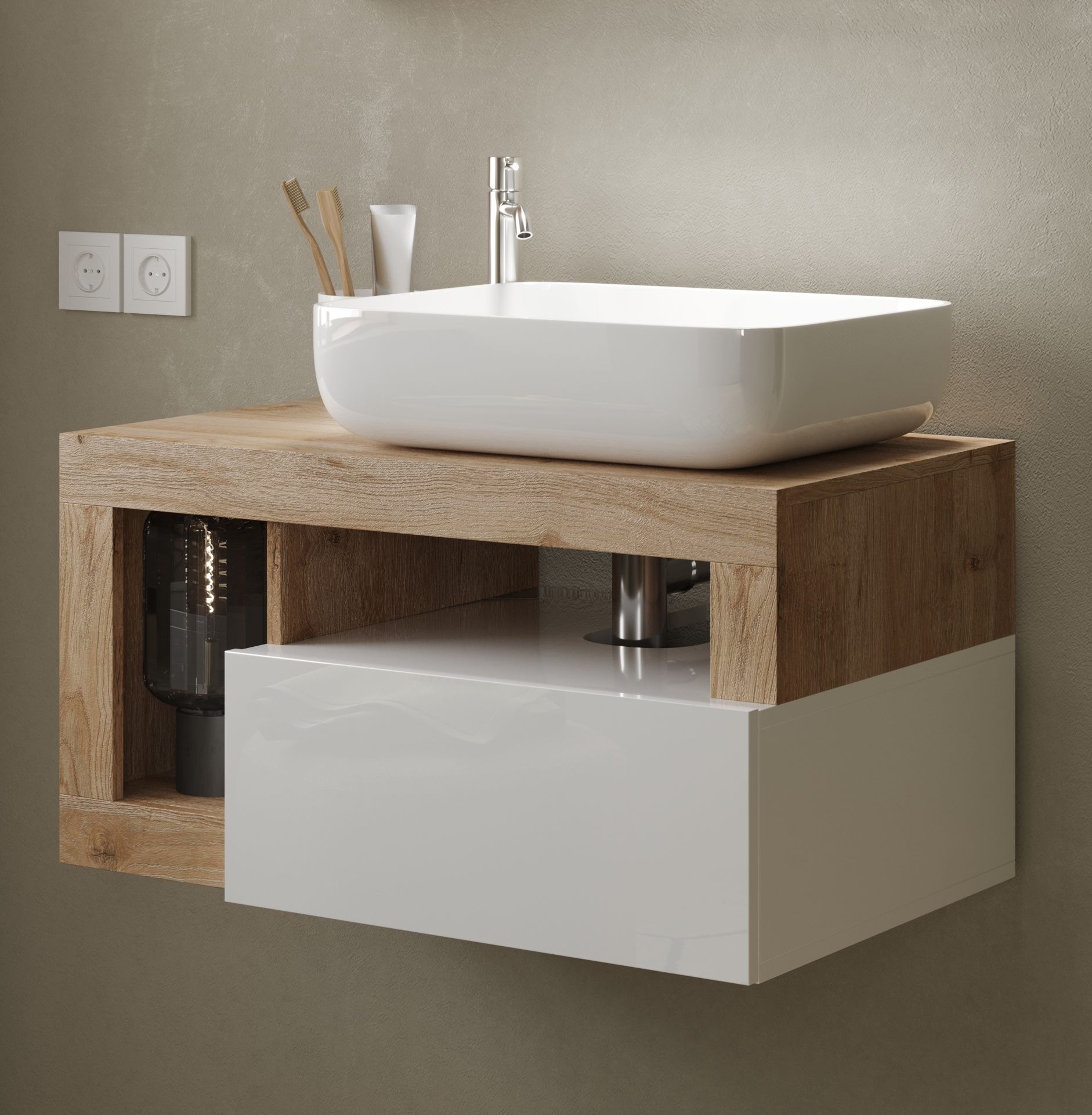 welltime Waschtisch "Hamburg" 1 Schubkasten, Breite 79 cm, Soft-Close, inkl günstig online kaufen