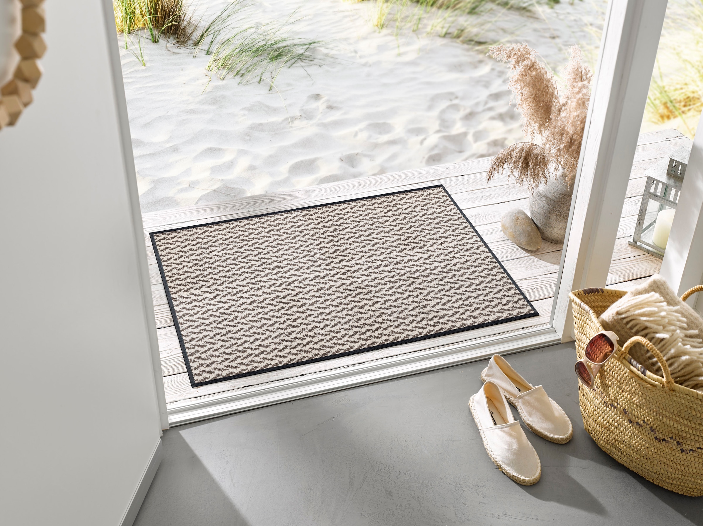 wash+dry by Kleen-Tex Teppich »Duo Latte«, rechteckig, 9 mm Höhe, rutschhemmend, In- und Outdoor geeignet, waschbar