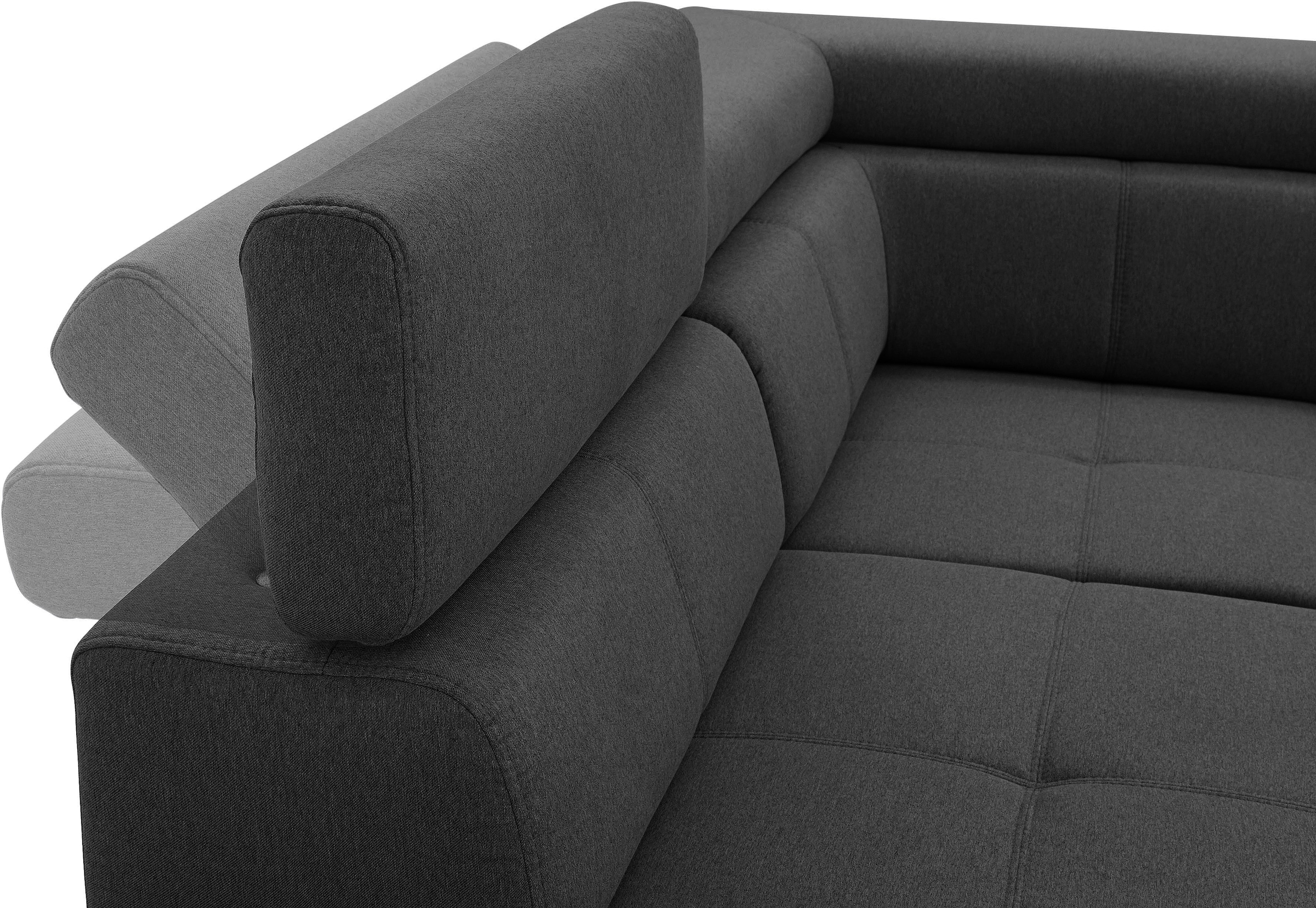 exxpo - sofa fashion Ecksofa »Fiji, L-Form«, mit Kopf- bzw. Rückenverstellung, wahlweise mit Bettfunktion