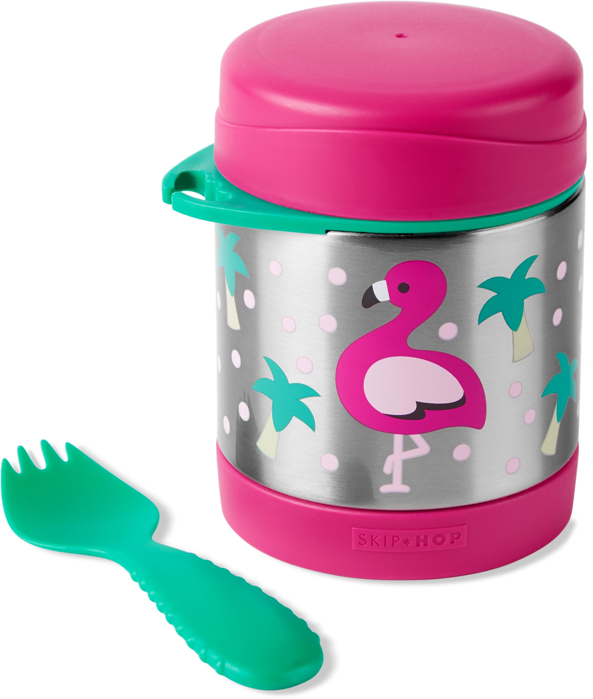 Skip Hop Thermobehälter »Zoo Edelstahl Warmhaltebehälter, Flamingo«, (2 tlg.), mit Multibesteck