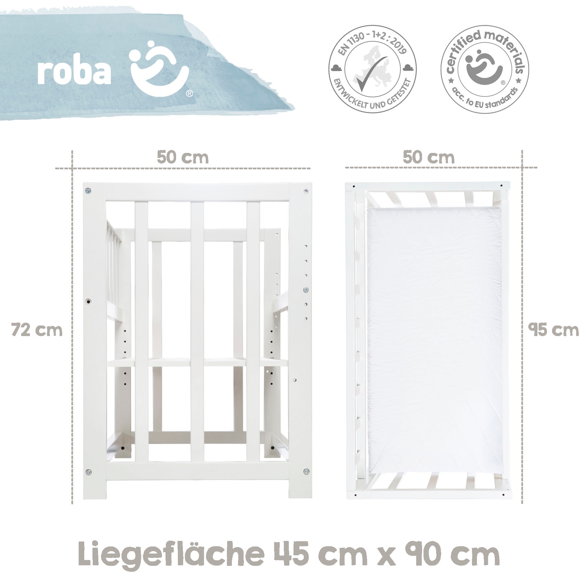 roba® Stubenbett »4 in 1, Indibär, weiß«, zu Wiege, Elternbett oder Bank umbaubar