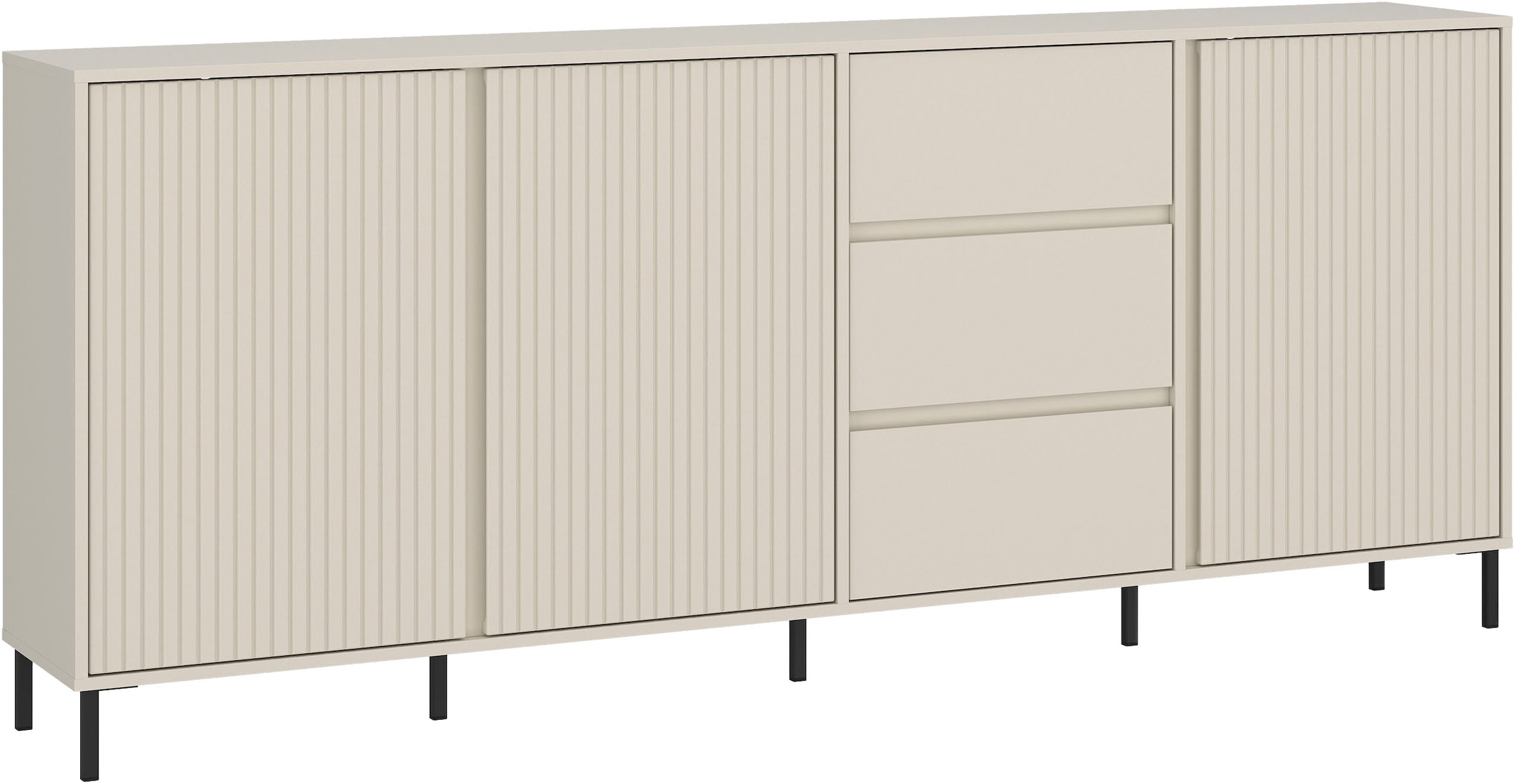 Home affaire Sideboard »AVENALE« Sideboard mit Metallfüßen, Breite 212 cm, Fronten geriffelt