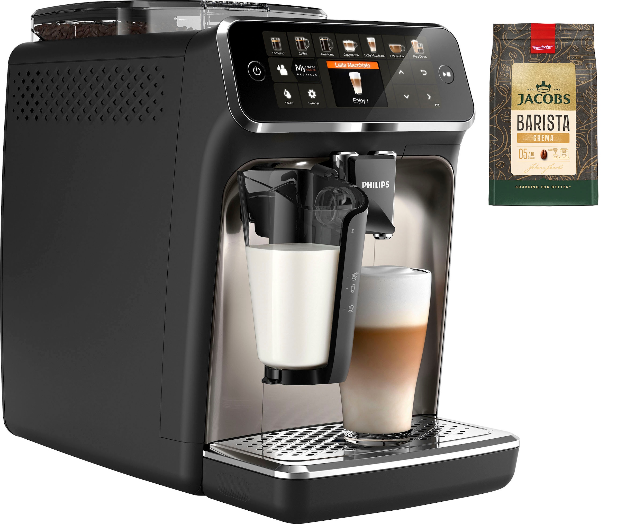 Philips Kaffeevollautomat »EP5447/90 5400 Series, 12 Kaffeespezialitäten« LatteGo Milchsystem und 4 Benutzerprofilen