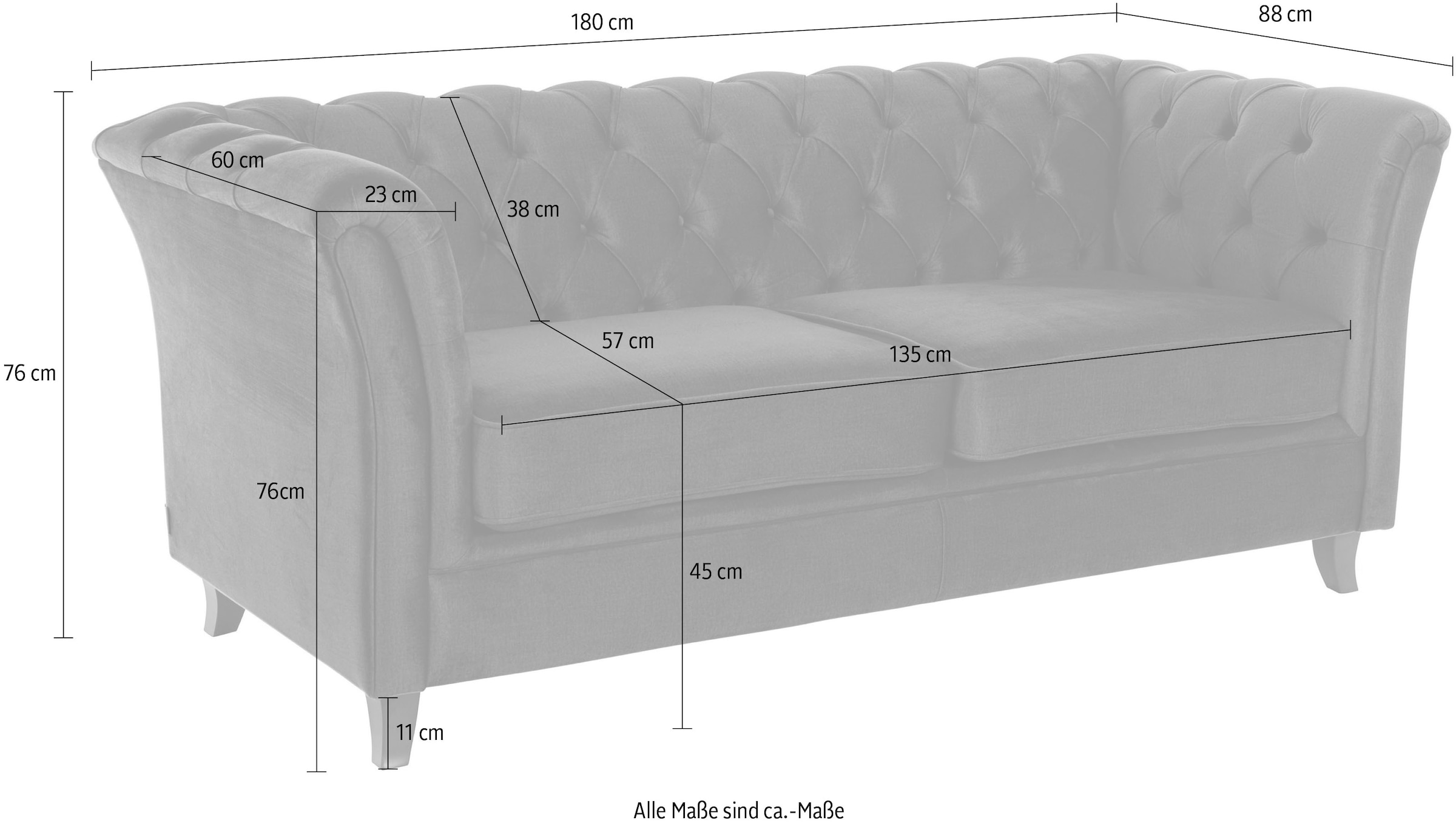 Home affaire Chesterfield-Sofa »Reims«, mit echter Chesterfield-Knopfheftung, hochwertige Verarbeitung