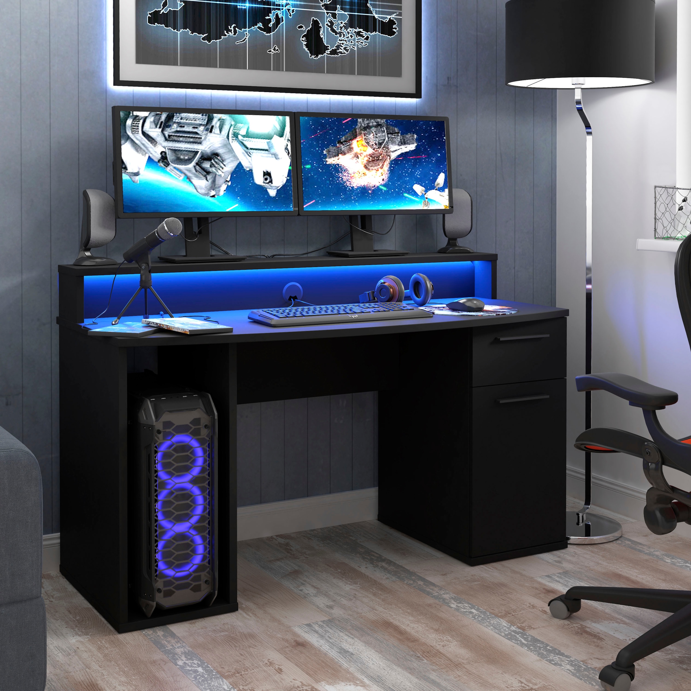 FORTE Gamingtisch »Ayo«, mit LED-RGB Beleuchtung, moderner Schreibtisch,  Breite 140 cm auf Rechnung bestellen