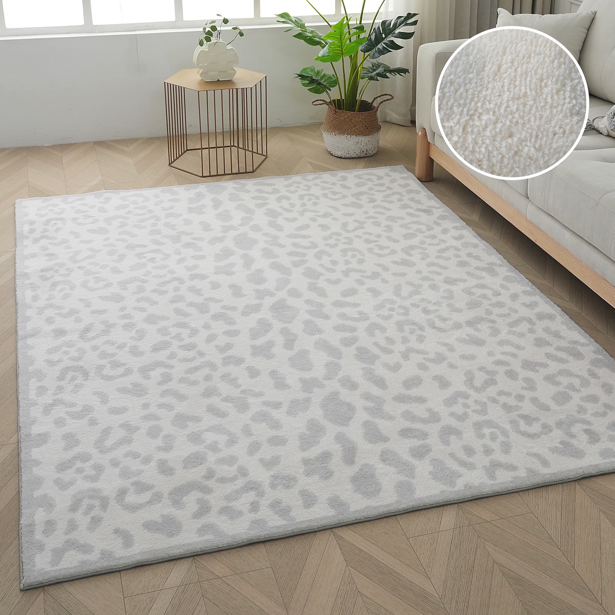 OTTO home Teppich »Leo, mit trendigem Leopardenmuster, waschbar« rechteckig 12 mm Höhe kuschelig & weich, modern, Animal Print, Wohnzimmer, Schlafzimmer