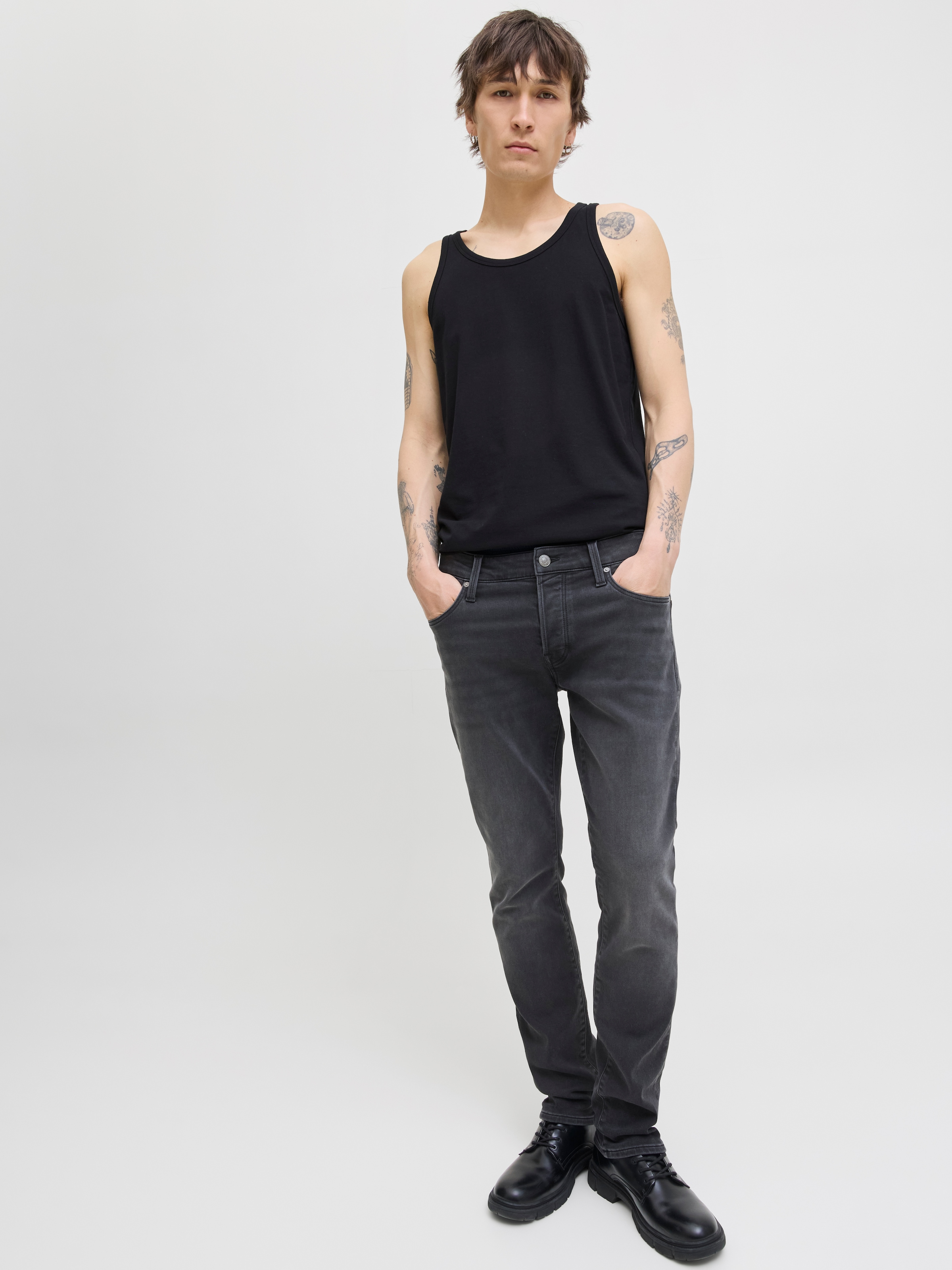 Jack & Jones Tapered-fit-Jeans »JJIMIKE mit Stretch, Used-Look und bequemer Passform«, Abriebeffekte, modisch, bequem, Baumwollmischung