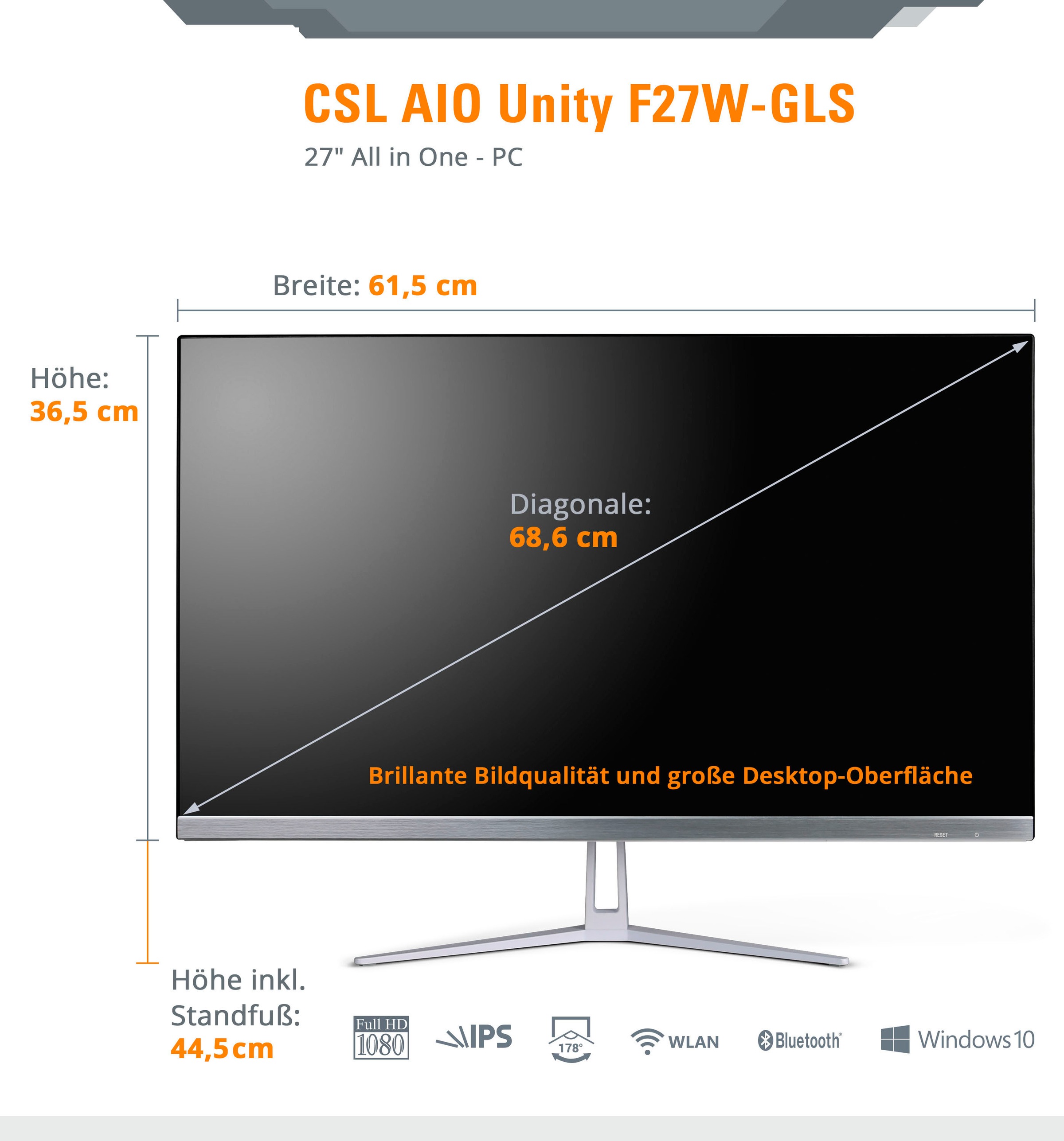 CSL All-in-One PC »Unity F27-GLS mit Windows 10 Pro«