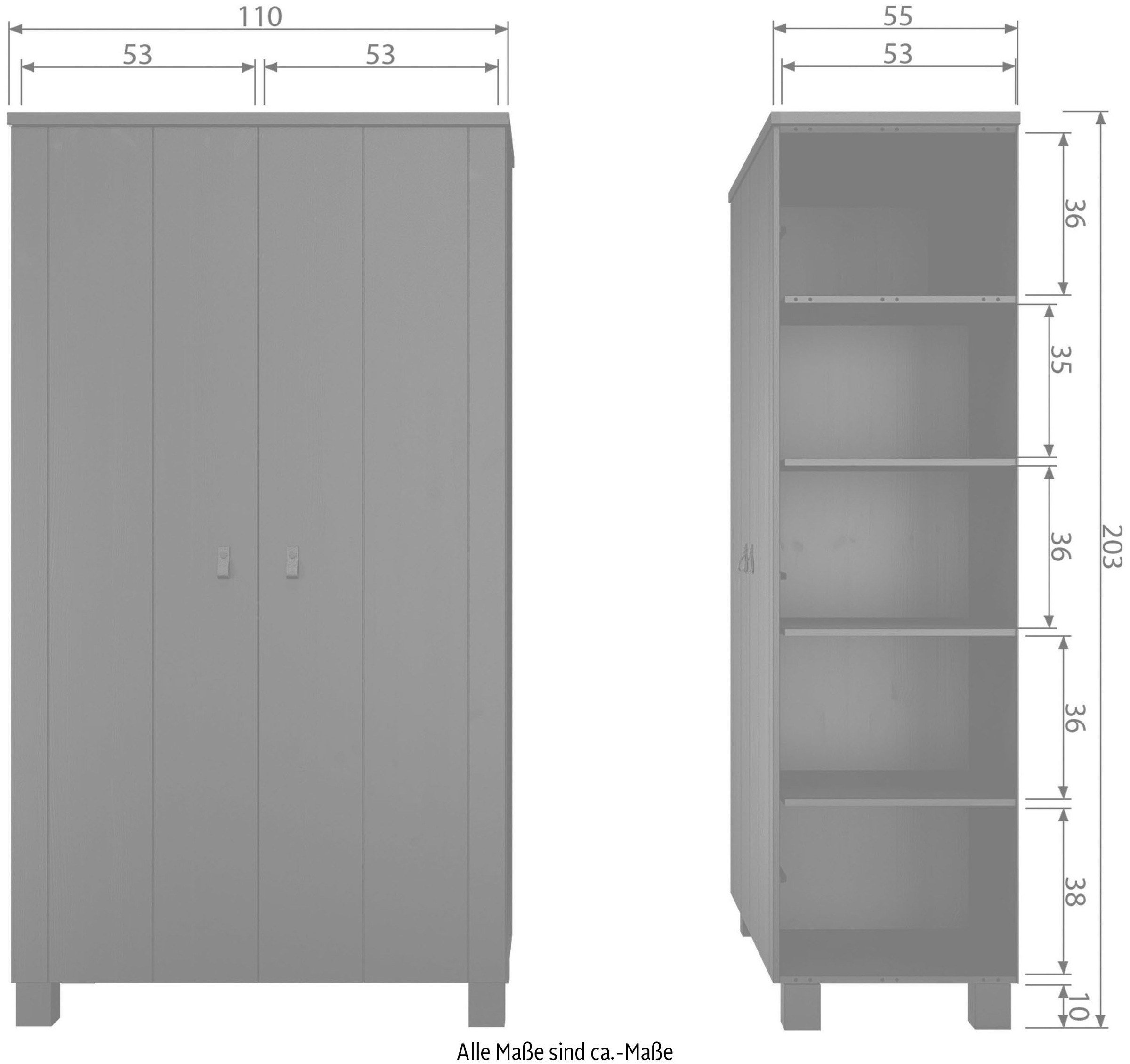 WOOOD Garderobenschrank »Ties«, mit Kleiderstange, viel Stauraum, H 203 cm x B 110 cm
