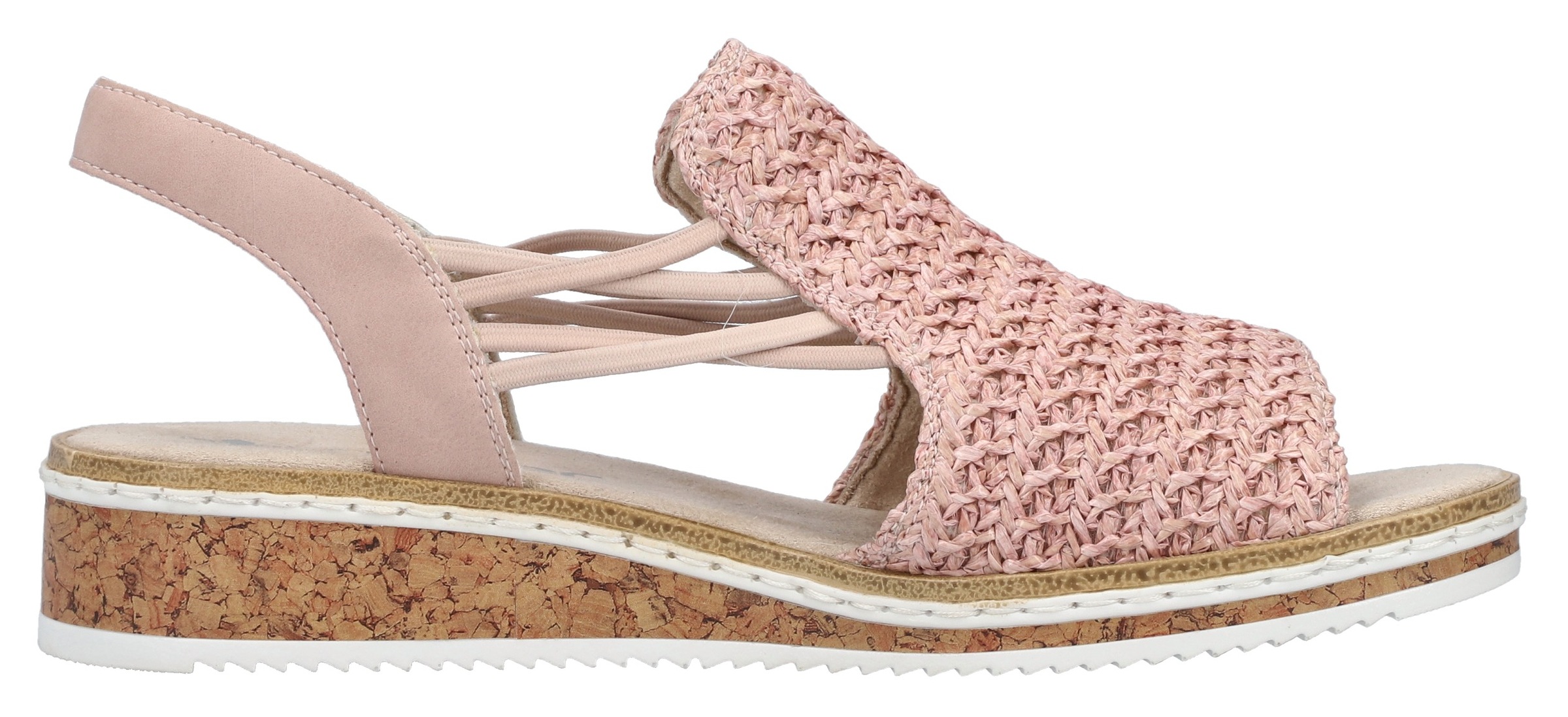 Rieker Sandale, Sommerschuh, Sandalette, Keilabsatz, mit seitlichen Gummizügen