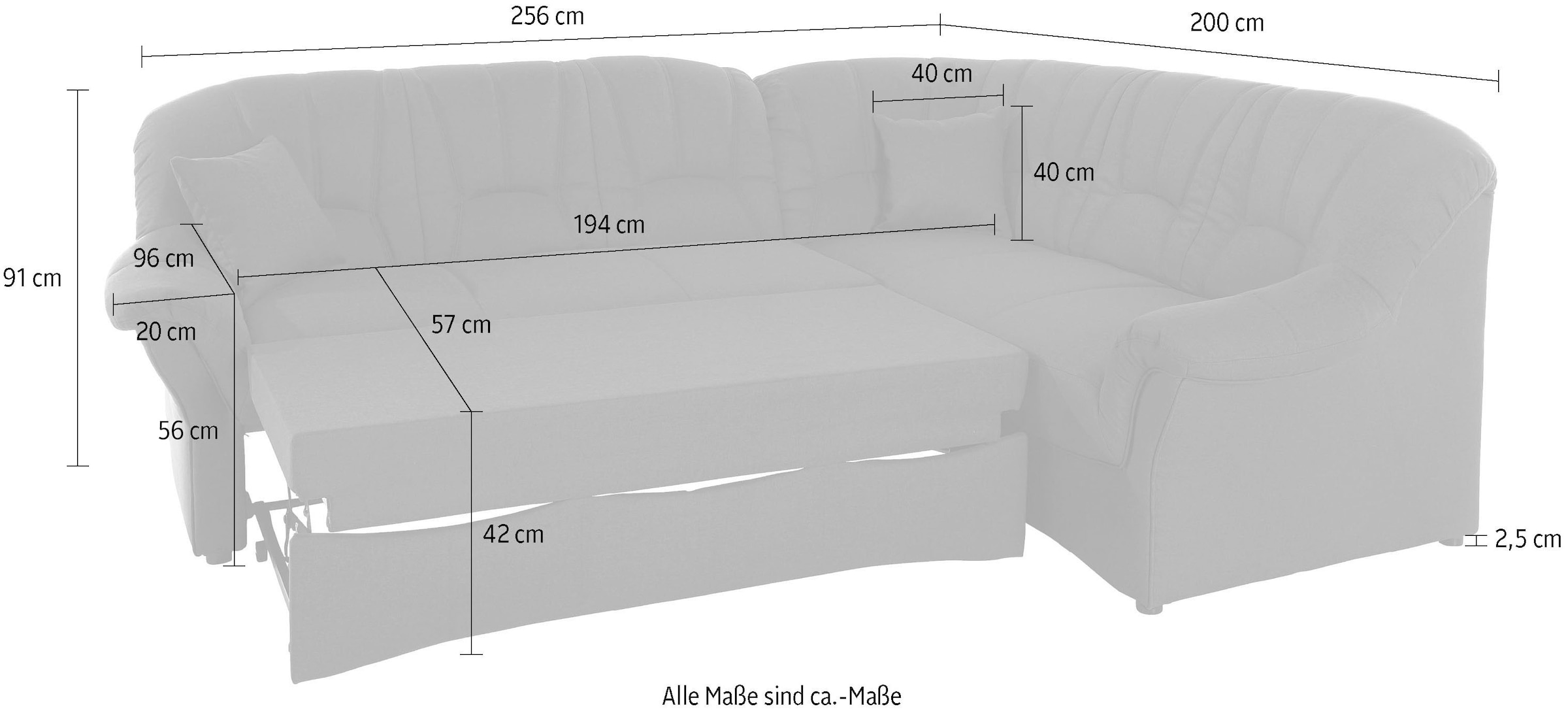 DOMO collection Ecksofa »Bahia, zeitlos und elegant, bequeme Armlehnen, L-Form«, wahlweise mit Bettfunktion