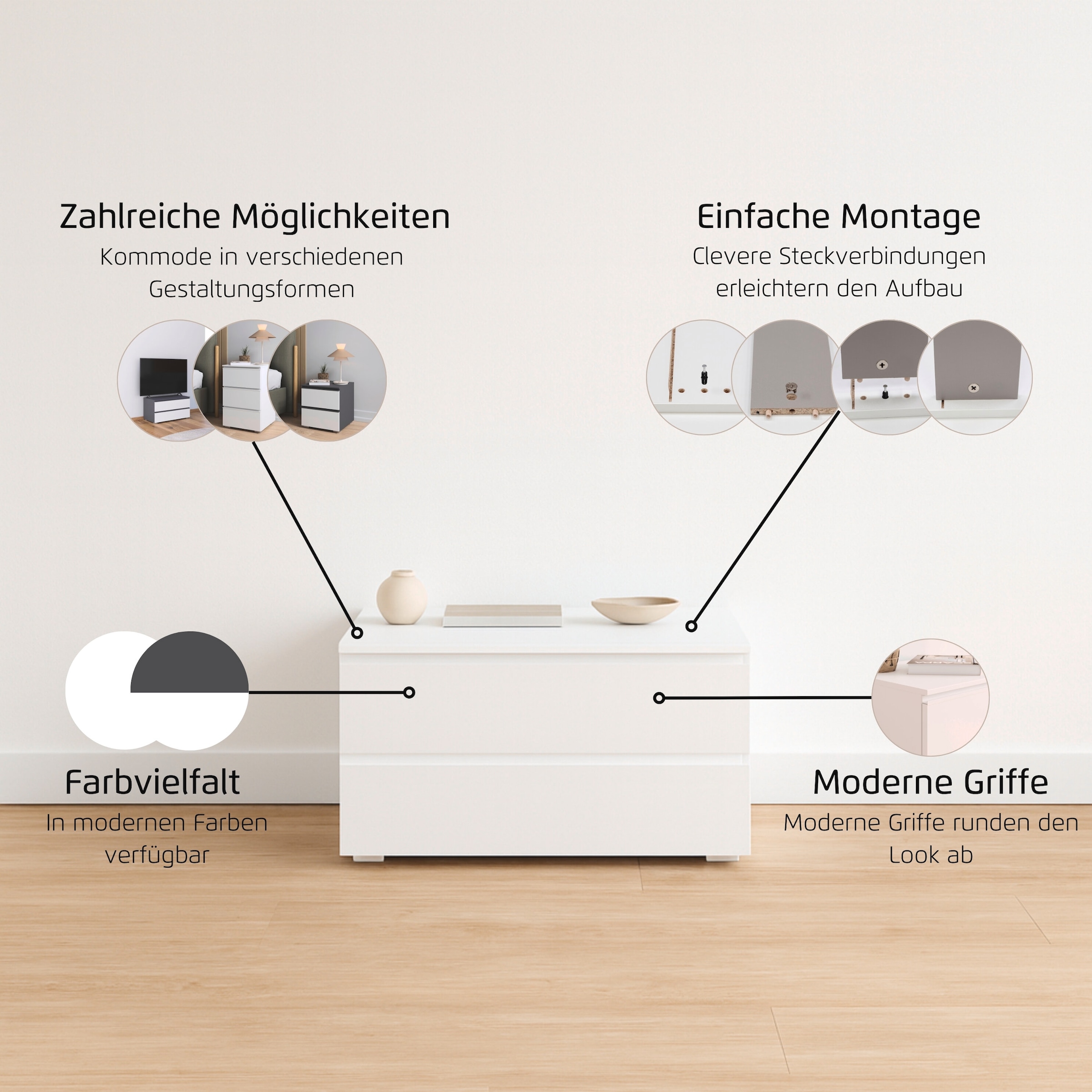 rauch TV-Board »Sideboard Kommode Lowboard TV-Schrank MAINZ« Breite 80 oder 120 cm,  praktische und geräumige Schubladen MADE IN GERMANY