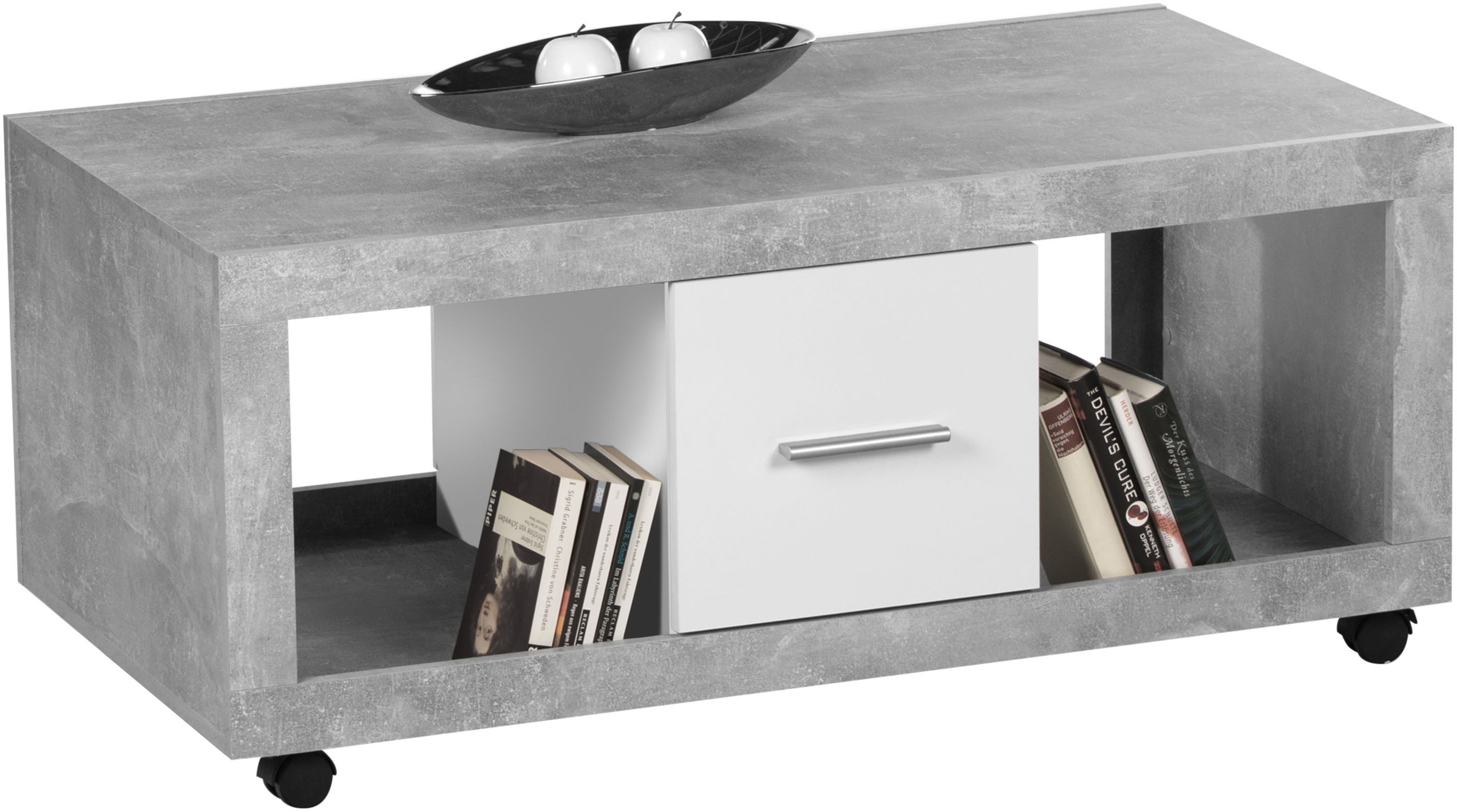 Stolkom Couchtisch »Stone rollbar mit Schubkästen, Beton weiß, BxHxT 115x50 günstig online kaufen