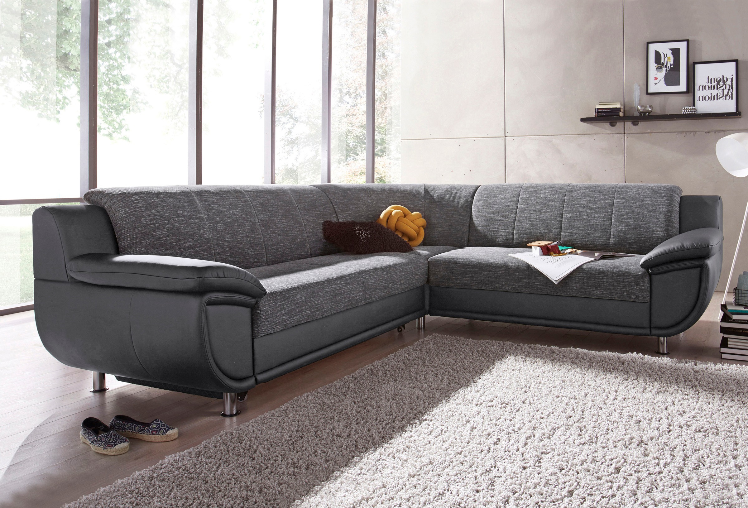 TRENDMANUFAKTUR Ecksofa »Rondo 3, zeitlos und modern, im Materialmix, L-For günstig online kaufen