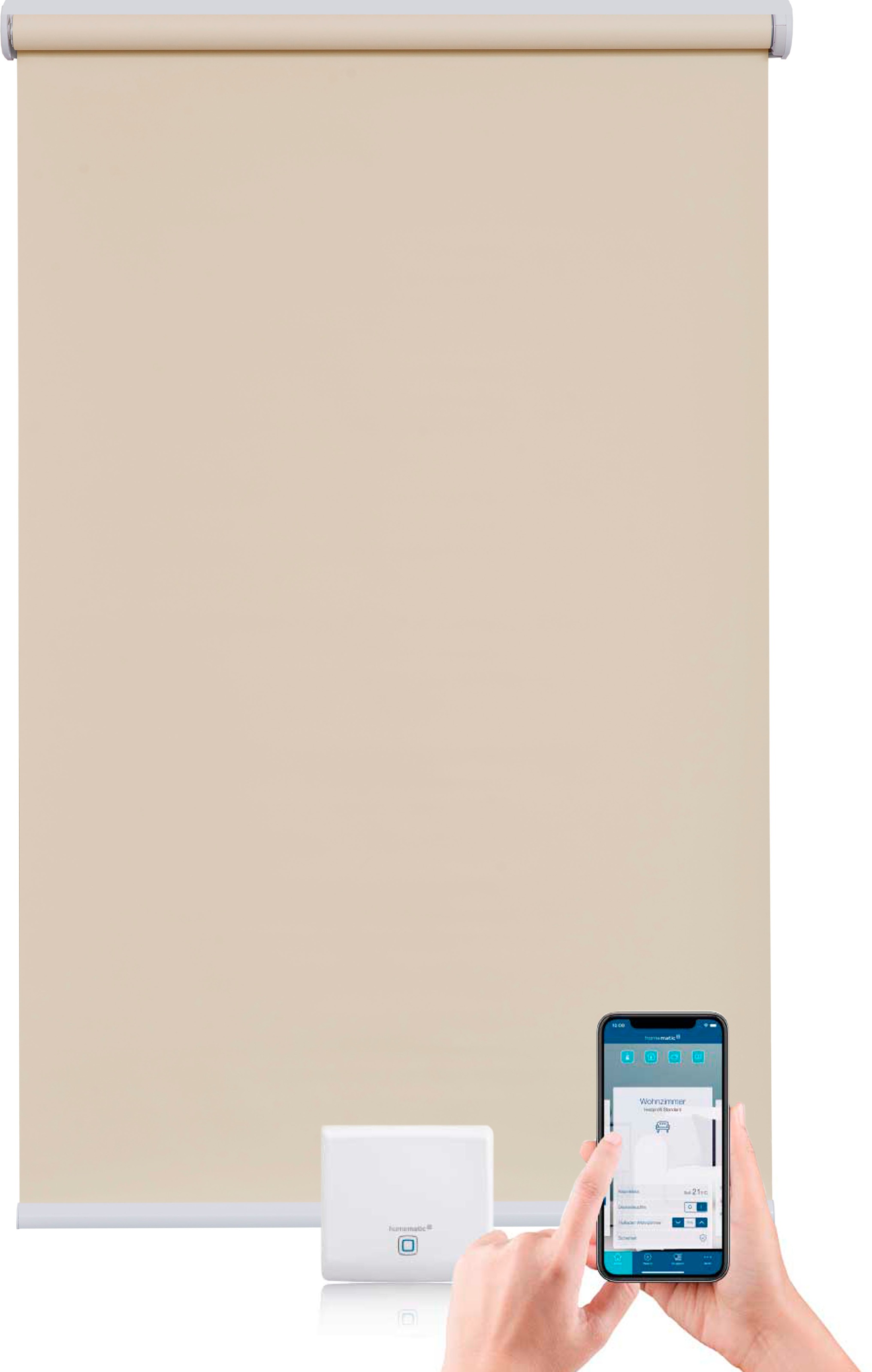 SUNLINES Elektrisches Rollo »Los Angeles« verdunkelnd Sichtschutz mit Bohren freihängend mit Motor und Akku, Smart Home, steuerbar Alexa und...