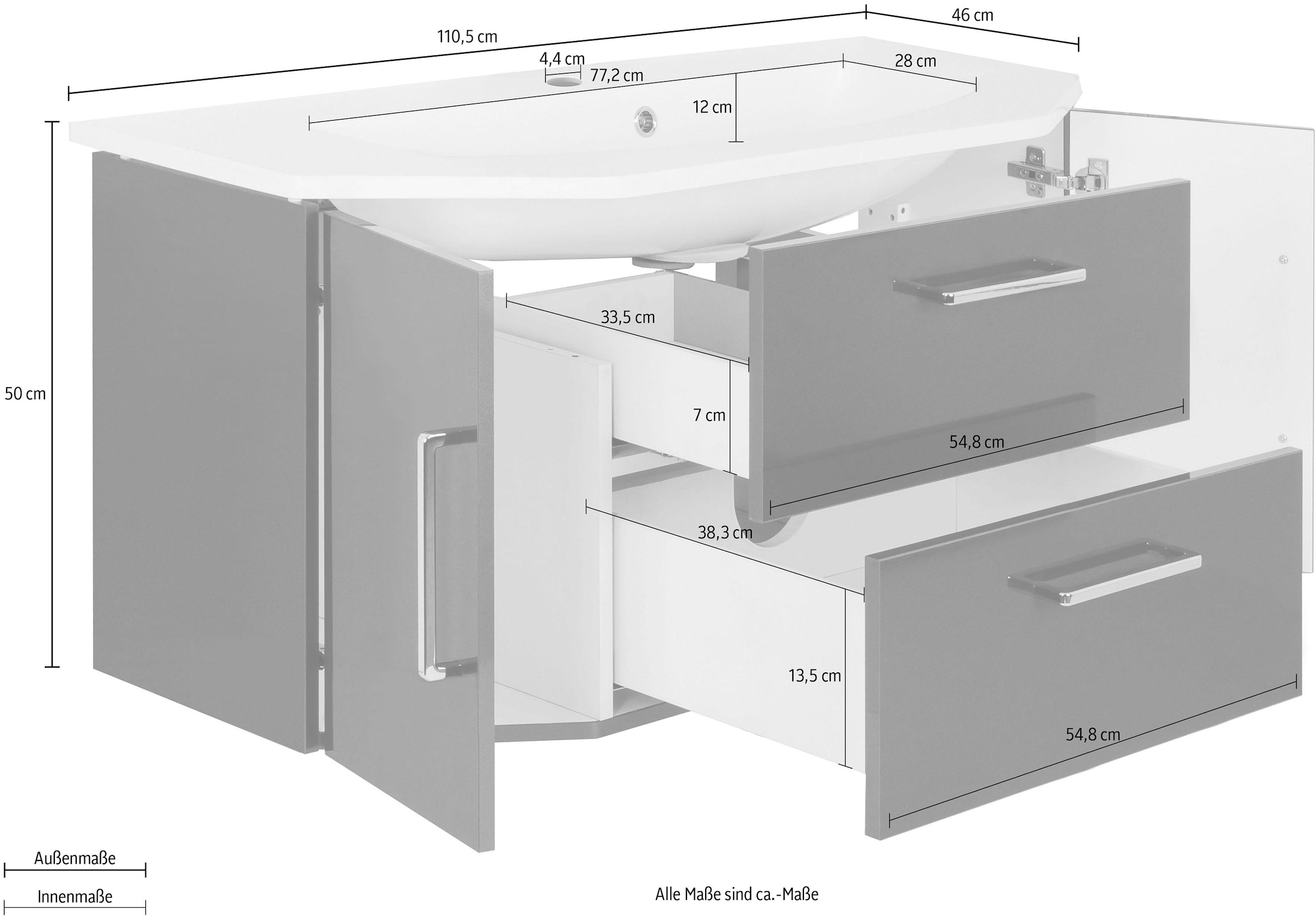 OPTIFIT Waschtisch »Ava«, Breite 110 cm, mit Mineralgussbecken