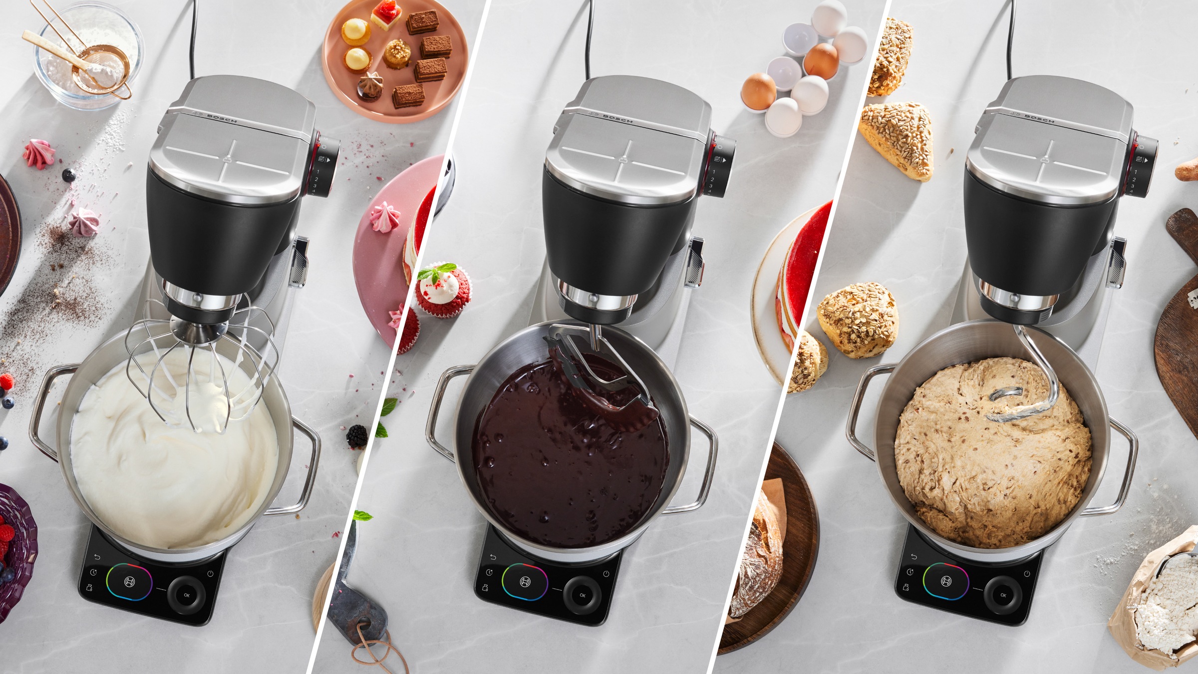BOSCH Küchenmaschine »Serie 8, MUMS8ZS22, XL 6 L Edelstahlschüssel, Waage« ToGo Mix-/ Trinkbecher, Timer, Vollmetallgehäuse, Durchlaufschnitzler