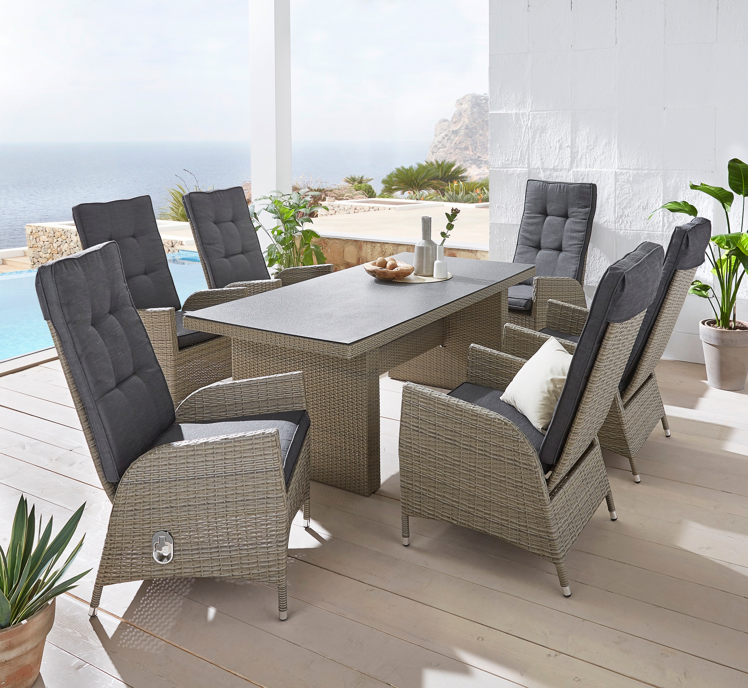 KONIFERA Garten-Essgruppe »Brisbane« Set, 6 Sessel, Rückenlehne verstellbar günstig online kaufen