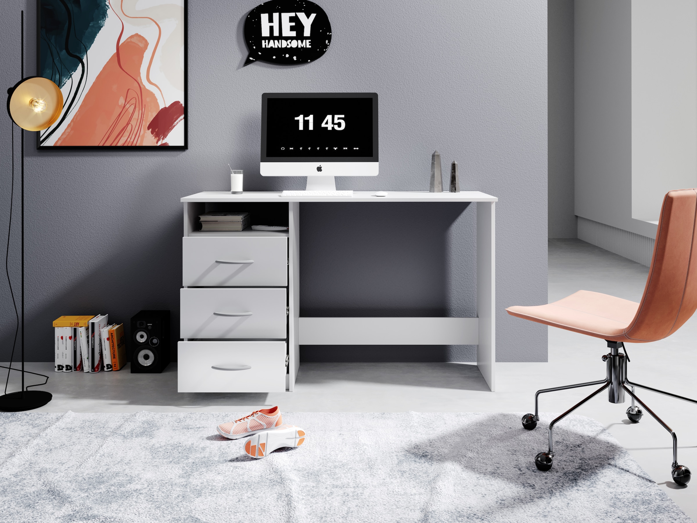 BEGA OFFICE Schreibtisch »Adria, Computertisch,«, Schubkästen rechts oder links montierbar, Breite 123 cm
