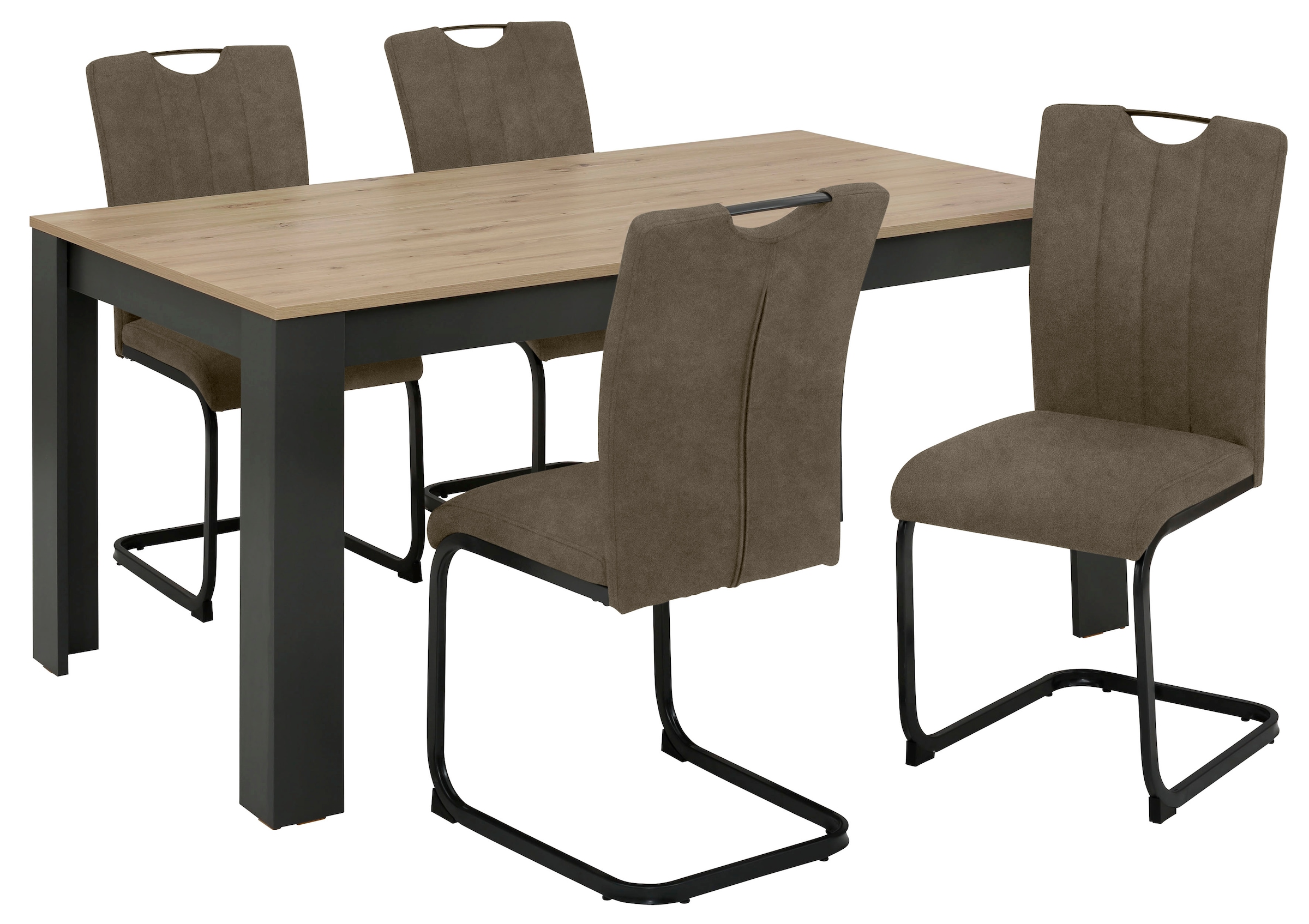 Home affaire Essgruppe "Napoli", (Set, 5 tlg., 4 Freischwinger + 1 Esstisch günstig online kaufen