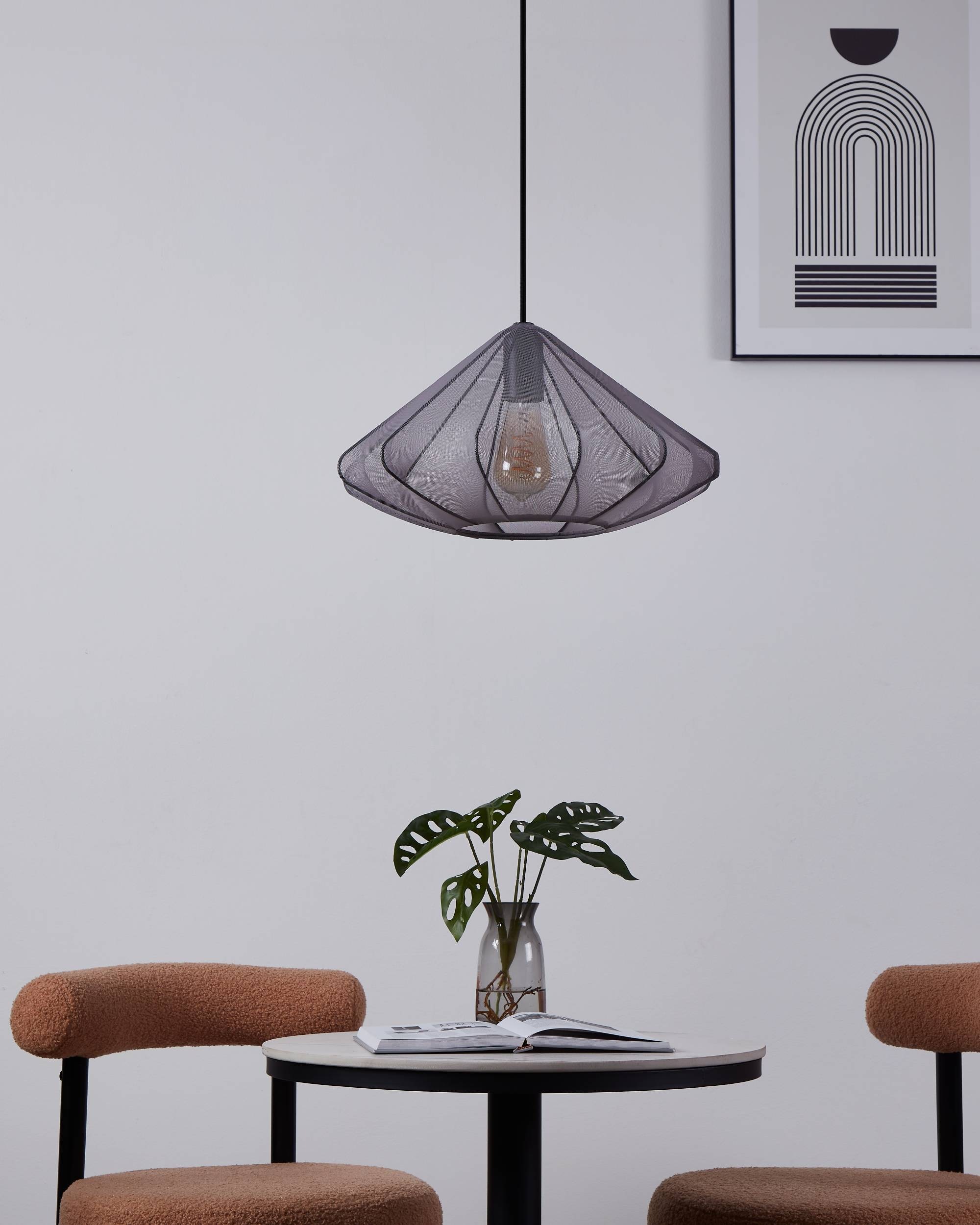 EGLO Hängeleuchte »Dolwen Hängelampe, Pendelleuchte, Esszimmerlampe Japanisch, E27, Lampe« E27 1 Stk. Hängeleuchte - H110 x Ø42,5 cm - schwarz - 1X40W exkl.