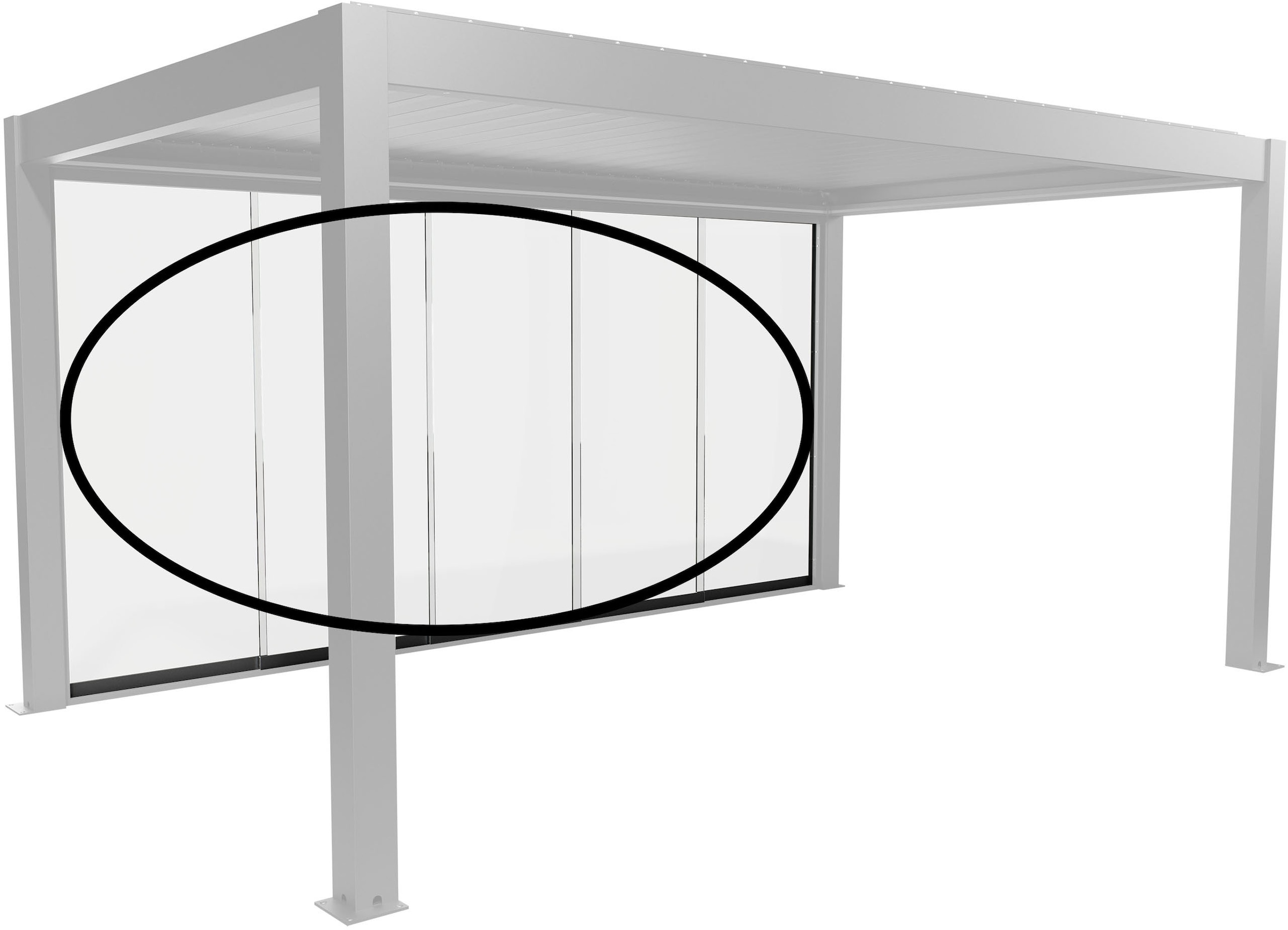 Biohort Glasschiebetür »Klarglas Gr. 5 m für Pergola, verschiedene Farben« 475,5x 234,9 cm, Glaselemente aus 10 mm ESG