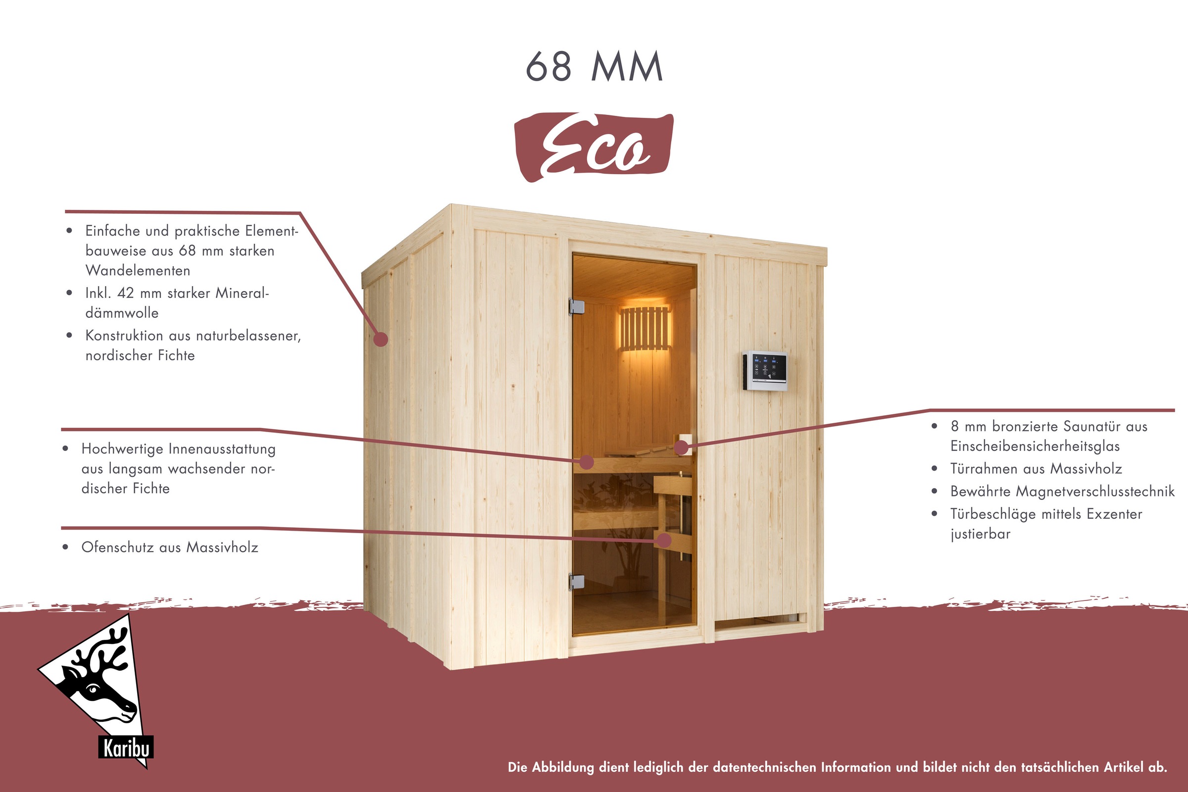 Karibu Sauna »Bodo«, mit Ofen 9 kW ext. Strg. Easy